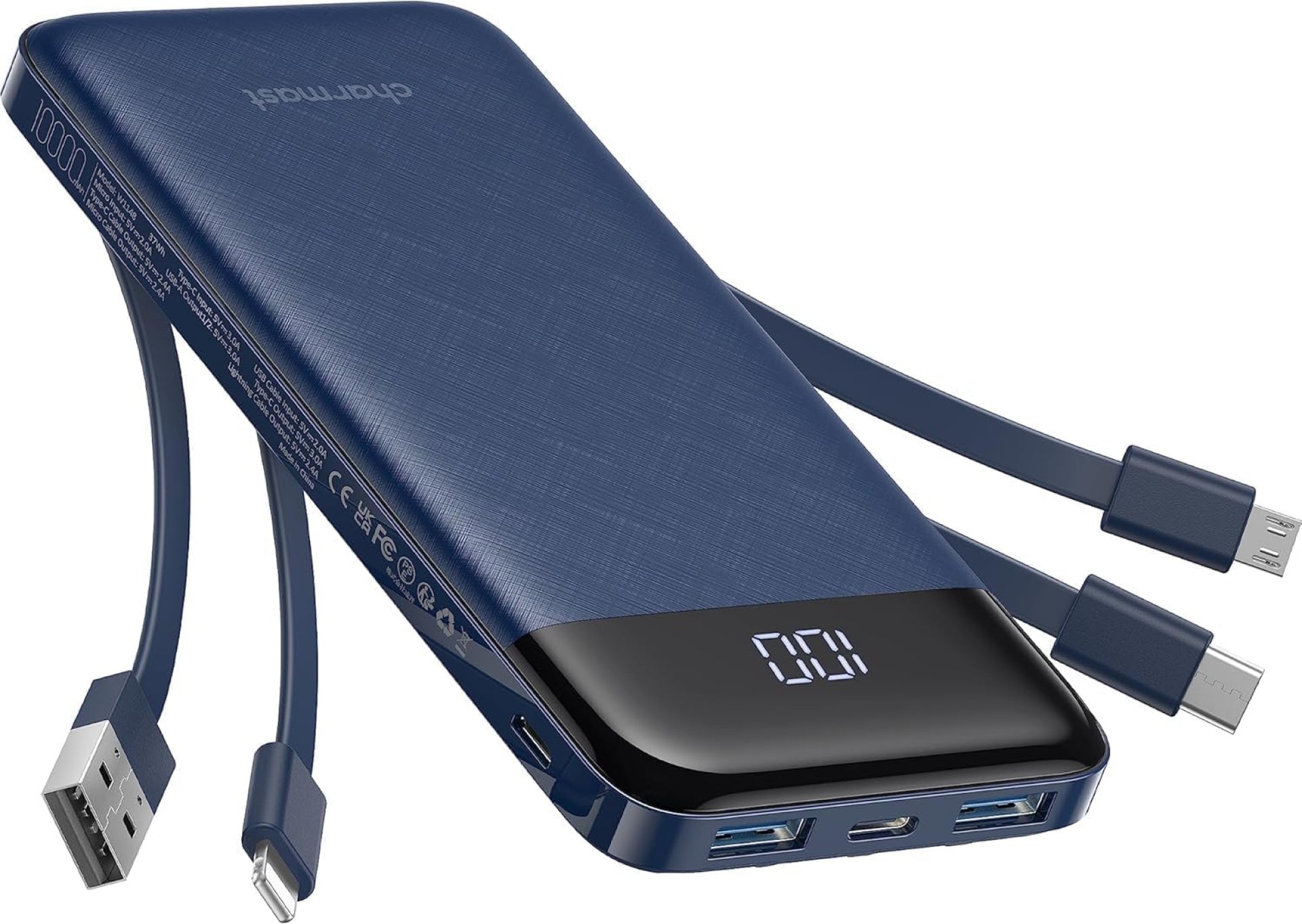 Portable Charger with Built in Cables, Portable Charger with Cords Wires Slim 10000mAh Travel Essentials Battery Pack 6 Outputs 3A High Speed Power Bank for iPhone Samsung Pixel LG Moto iPad Portable Charger with Built in Cables, Portable Charger with Cords Wires Slim 10000mAh Travel Essentials Battery Pack 6 Outputs 3A High Speed Power Bank for iPhone Samsung Pixel LG Moto iPad