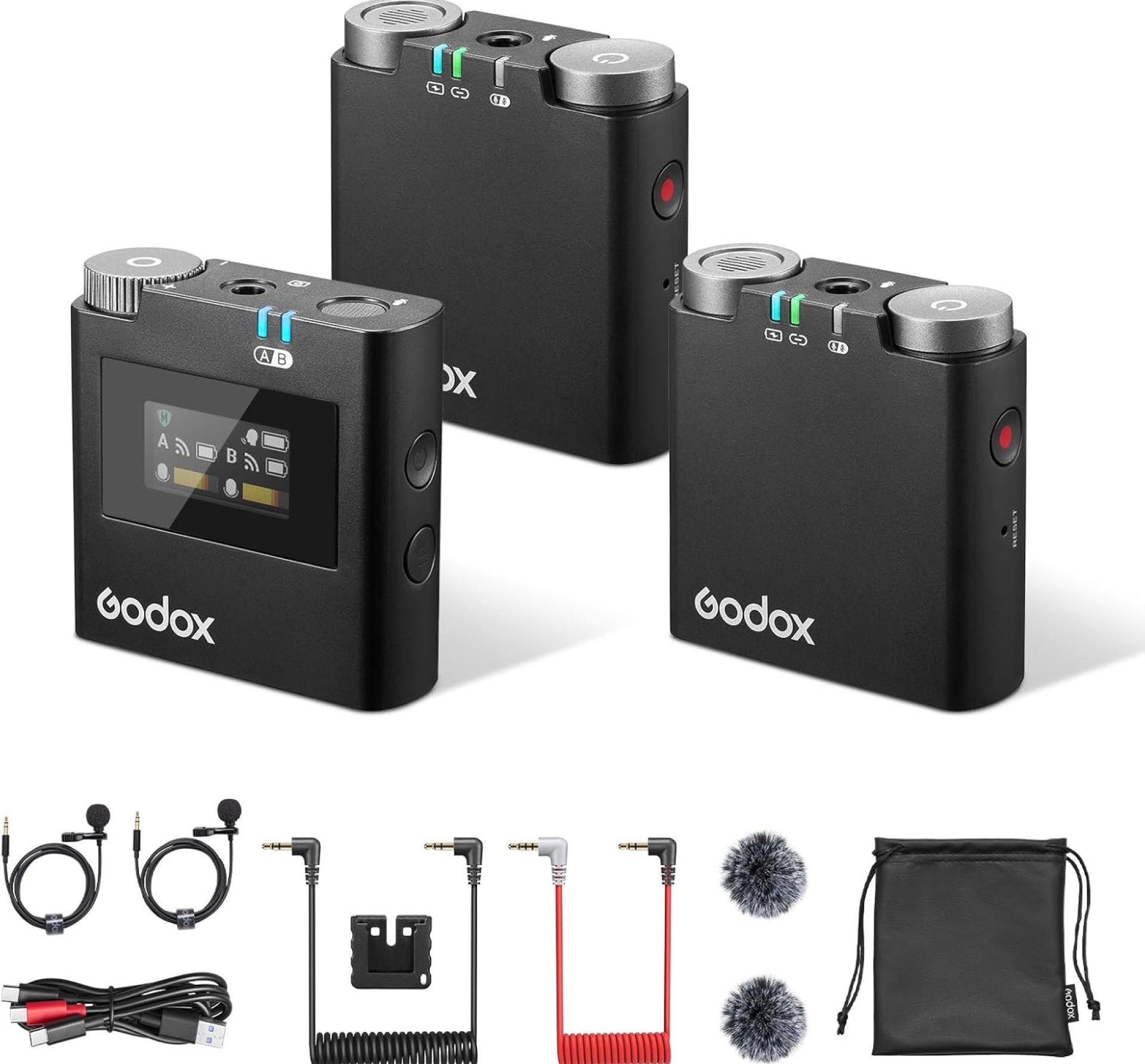 GODOX Virso S M2 Wireless Microphone for Sony, 2.4GHz Noise Cancelling Wireless Lavalier Mic, 656ft Range, 17-Hour Battery, Hotshoe Mount Connection for Sony, Suitable for Cameras PC Smartphones GODOX Virso S M2 Wireless Microphone for Sony, 2.4GHz Noise Cancelling Wireless Lavalier Mic, 656ft Range, 17-Hour Battery, Hotshoe Mount Connection for Sony, Suitable for Cameras PC Smartphones
