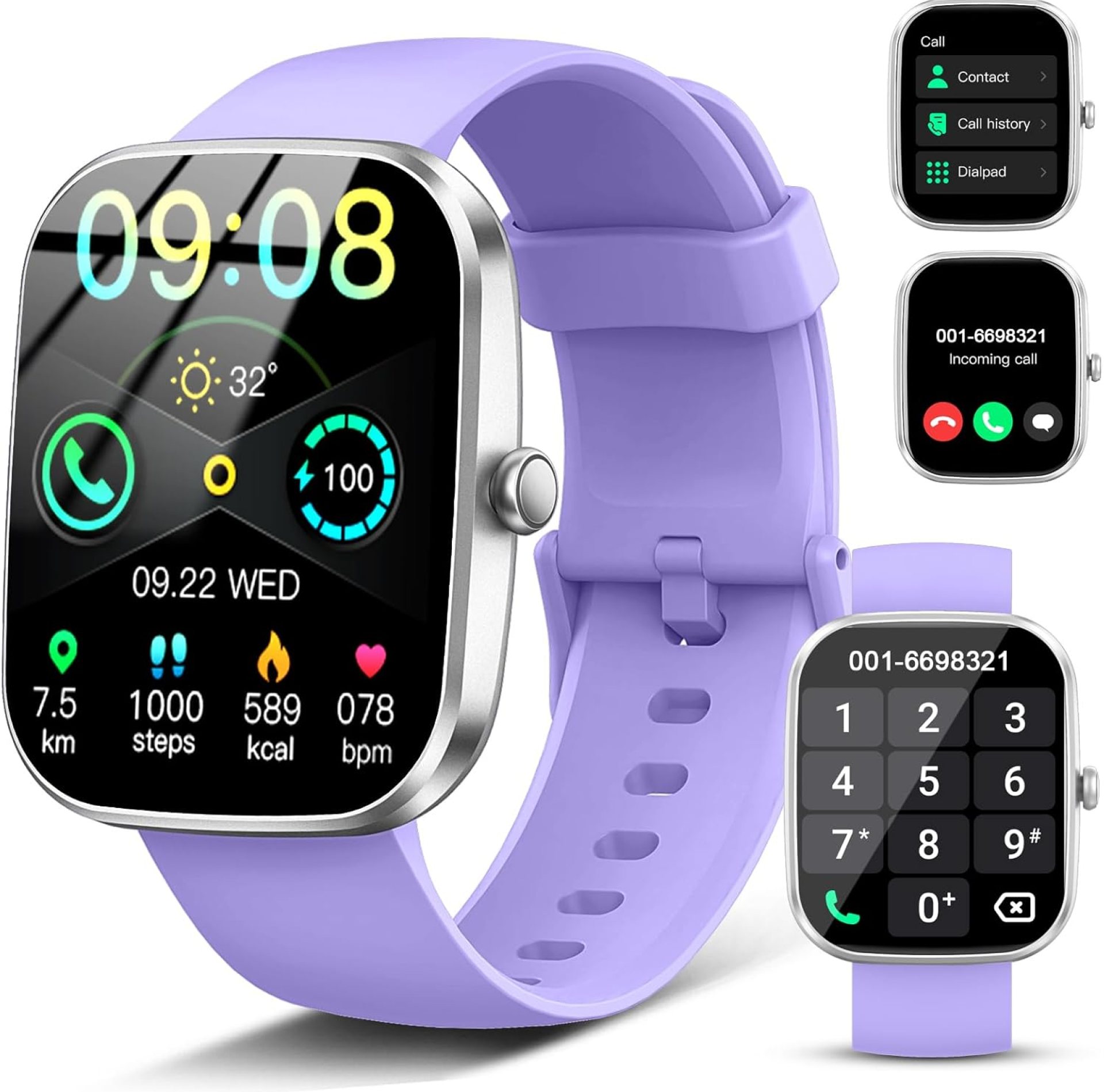 Smart Watch(Answer/Make Call), 1.91″ Smartwatch for Men Women, New Fitness Watch with 110+ Sport Modes, Fitness Activity Tracke with Pedometer/Sleep Monitor/Heart Rate/IP68 Waterproof, Silver Purple Smart Watch(Answer/Make Call), 1.91″ Smartwatch for Men Women, New Fitness Watch with 110+ Sport Modes, Fitness Activity Tracke with Pedometer/Sleep Monitor/Heart Rate/IP68 Waterproof, Silver Purple