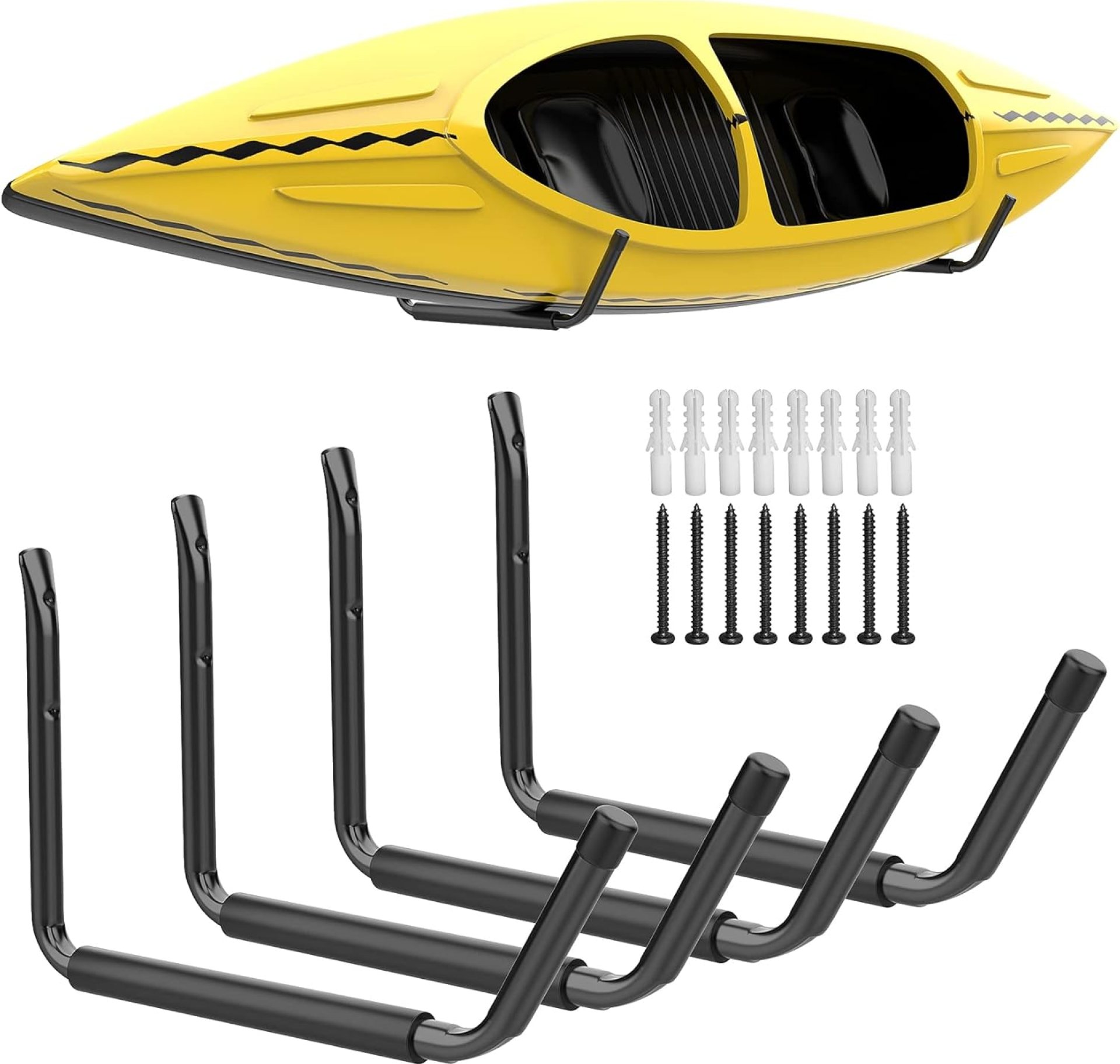 Lightweight Kayak Storage Rack, Wall Mount Kayak Hooks for Garage Utility Storage Hangers for Canoe, Surfboard, Skiis, Snowboard, Paddle Board, Ladders Lightweight Kayak Storage Rack, Wall Mount Kayak Hooks for Garage Utility Storage Hangers for Canoe, Surfboard, Skiis, Snowboard, Paddle Board, Ladders