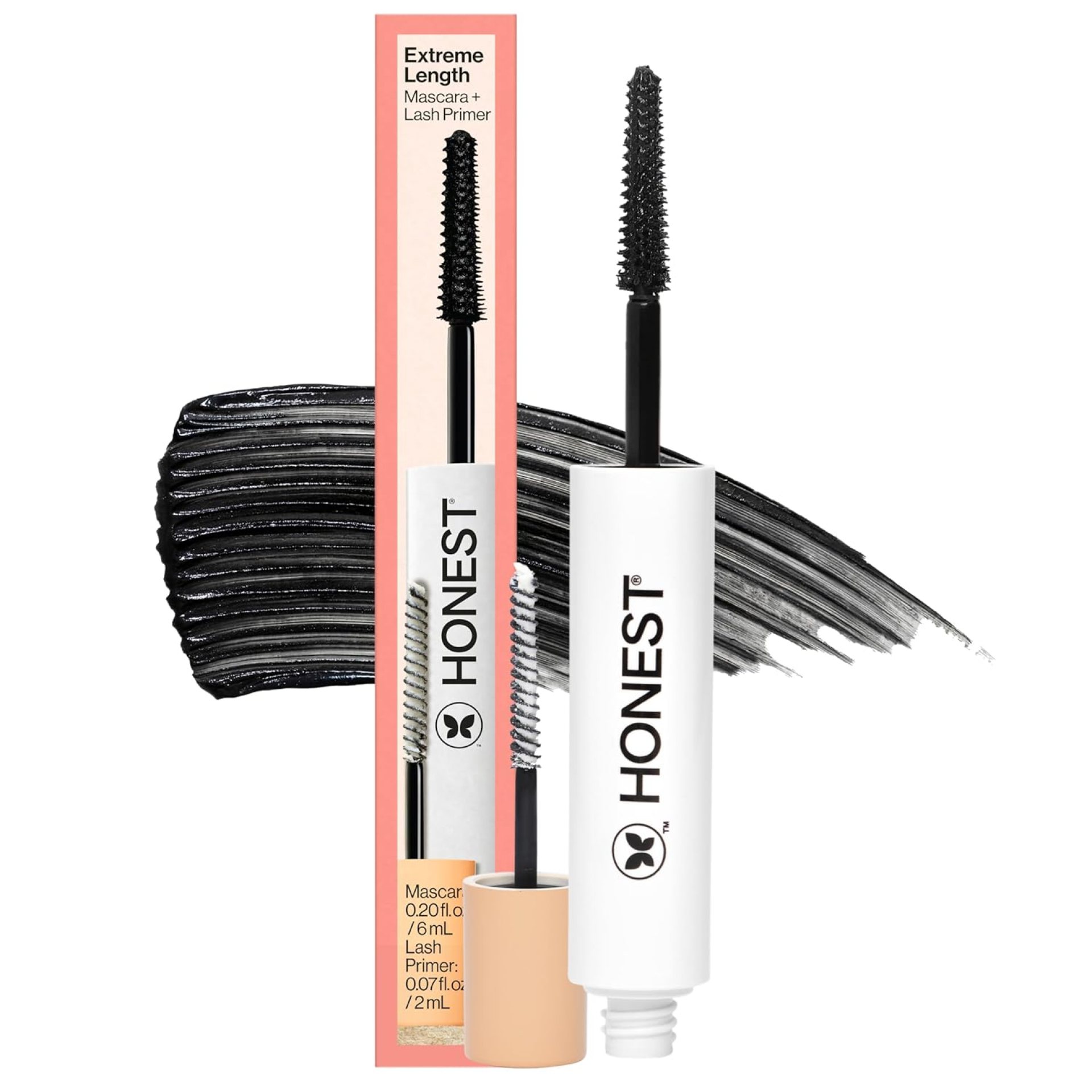 Honest Beauty 2-in-1 Extreme Length Clean Mascara + Lash Primer | Lengthening + Volumizing | EWG Verified + Cruelty Free | Black, .27 fl oz Honest Beauty 2-in-1 Extreme Length Clean Mascara + Lash Primer | Lengthening + Volumizing | EWG Verified + Cruelty Free | Black, .27 fl oz