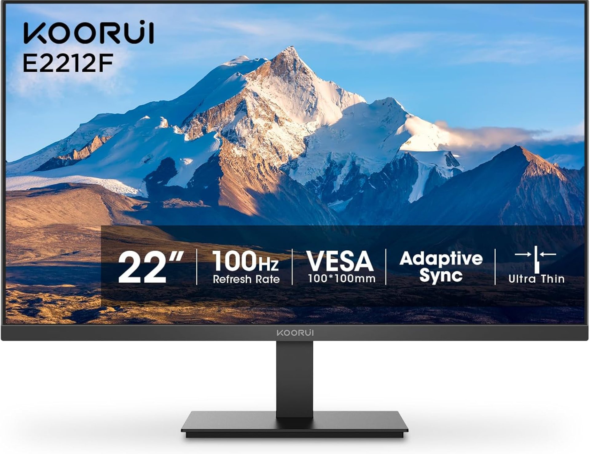 KOORUI 22 Inch Computer Monitor Full HD 1080P 100Hz PC Gaming Screen VA Panel Ultra-Slim Display 3000:1 Contrast Ratio with Adpitive Sync (HDMI/VGA/VESA Compatible 100x100mm/Audio Out), Tilt, Black KOORUI 22 Inch Computer Monitor Full HD 1080P 100Hz PC Gaming Screen VA Panel Ultra-Slim Display 3000:1 Contrast Ratio with Adpitive Sync (HDMI/VGA/VESA Compatible 100x100mm/Audio Out), Tilt, Black