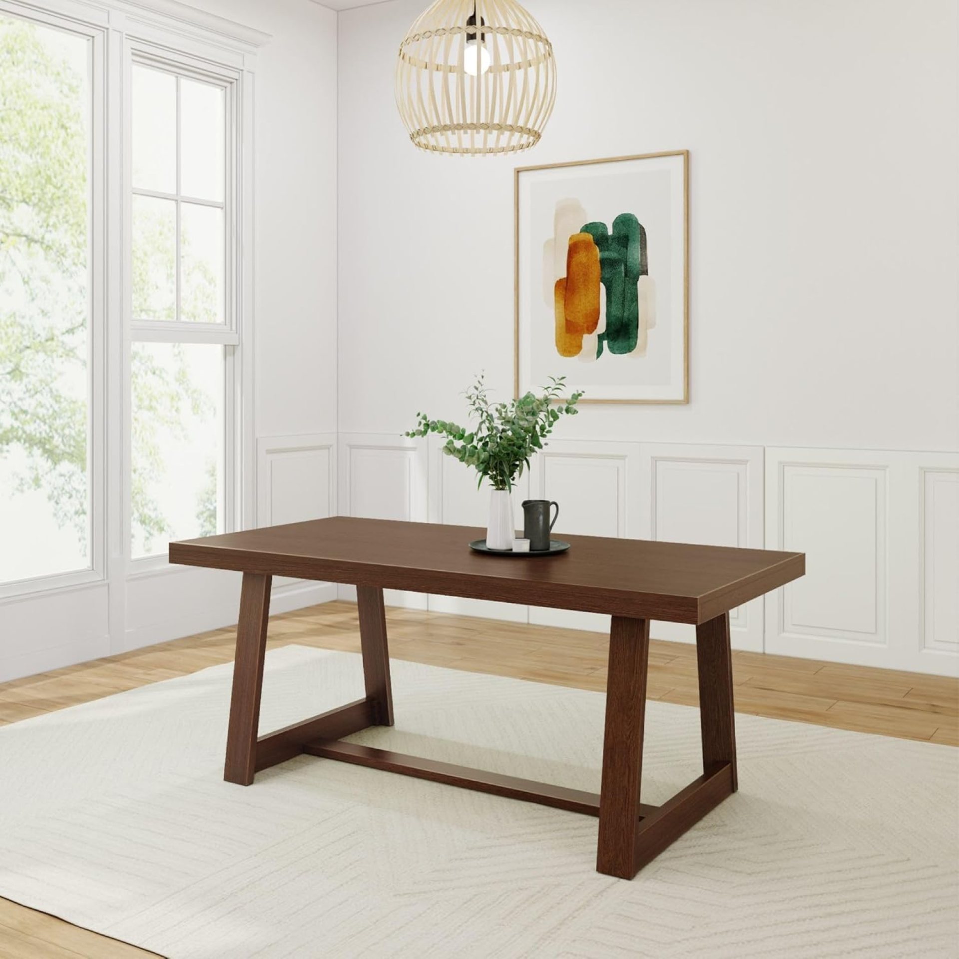 Plank+Beam 72 Inch Farmhouse Dining Table, Solid Wood Rustic Kitchen Table, Large Wooden Rectangular Dinner Table for Dining Room, Home Office, Living Room Furniture, Easy Assembly, Walnut Wirebrush Plank+Beam 72 Inch Farmhouse Dining Table, Solid Wood Rustic Kitchen Table, Large Wooden Rectangular Dinner Table for Dining Room, Home Office, Living Room Furniture, Easy Assembly, Walnut Wirebrush