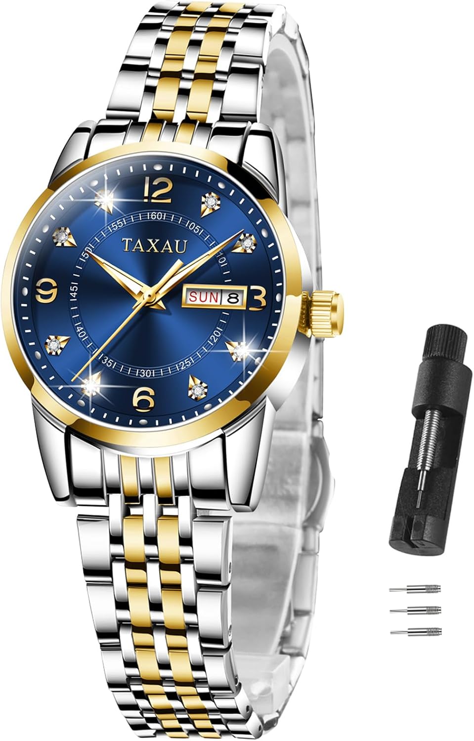 Two Tone Watches for Women Small Dial Womens Watch Ladies Stainless Steel Waterproof Easy Read Womens Watch with Date Dress Analog Quartz Women Wrist Watches Reloj para Mujer Silver/Blue Dail Two Tone Watches for Women Small Dial Womens Watch Ladies Stainless Steel Waterproof Easy Read Womens Watch with Date Dress Analog Quartz Women Wrist Watches Reloj para Mujer Silver/Blue Dail