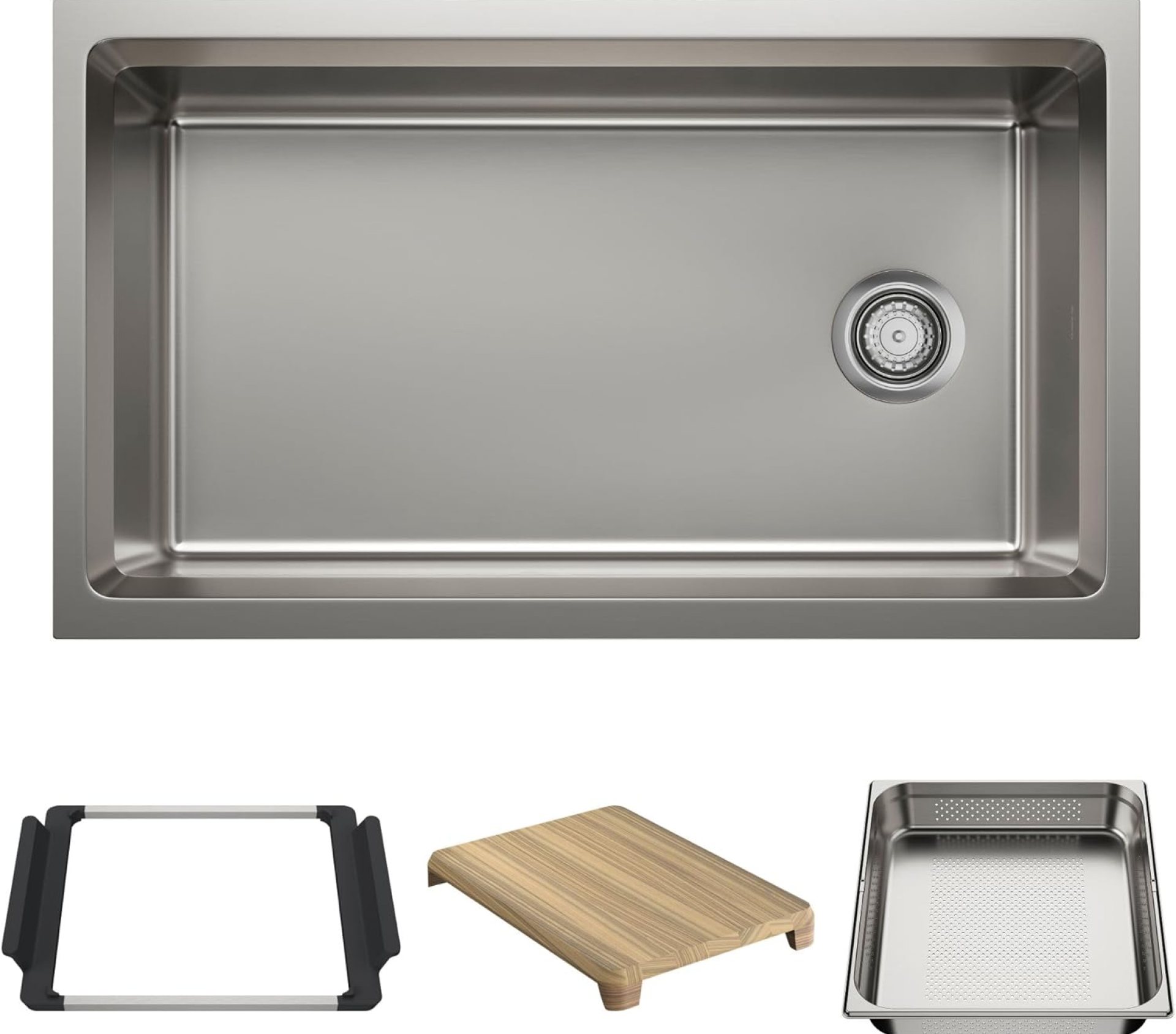BLANCO 443300 Inteos 33″ Single Bowl Reversible Undermount Stainless Steel Workstation Kitchen Sink BLANCO 443300 Inteos 33″ Single Bowl Reversible Undermount Stainless Steel Workstation Kitchen Sink