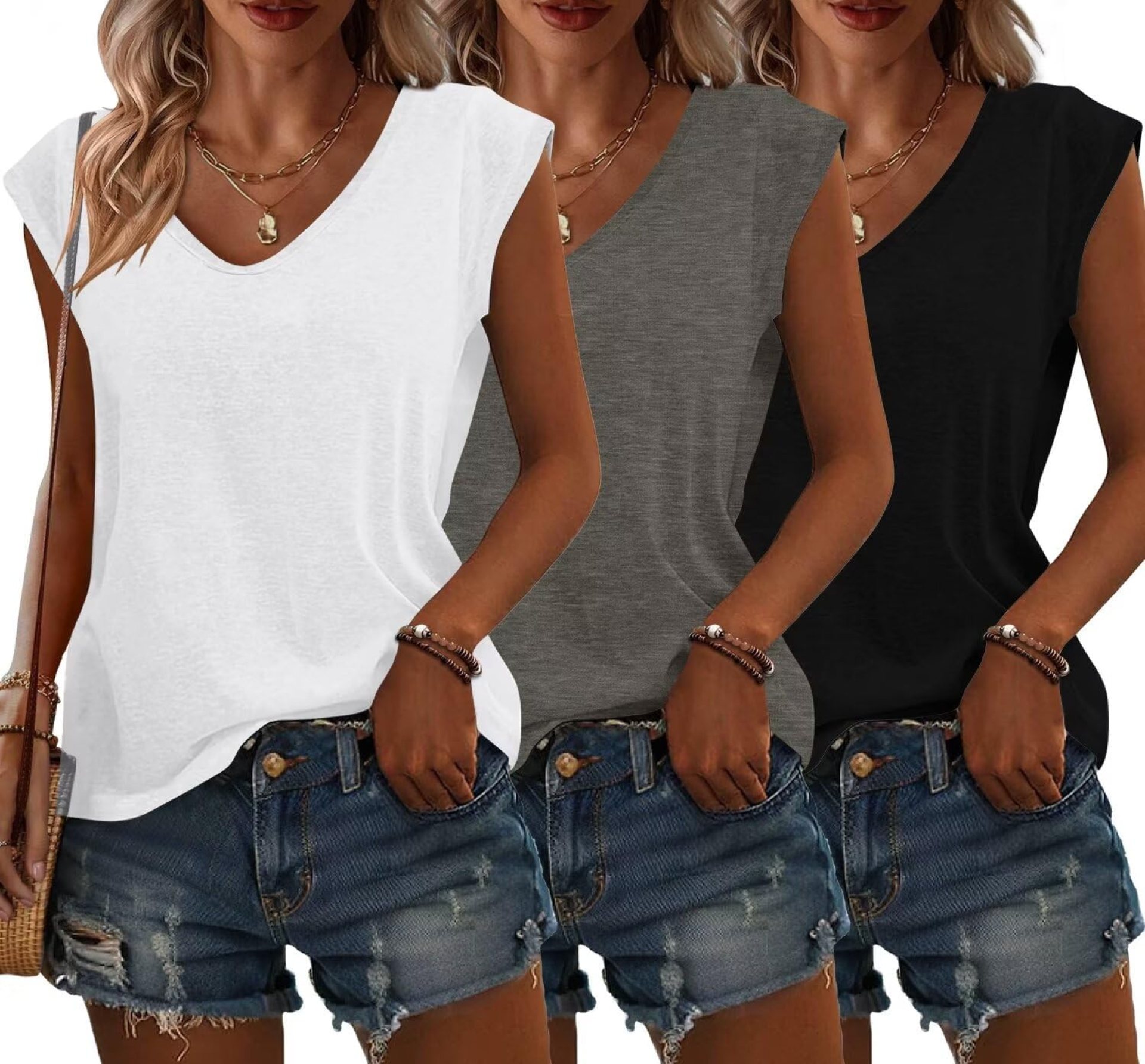 Bliwov 3 Pack Women’s Cap Sleeve Tank Tops U Neck Spring Summer Tops Casual Loose Fit Basic Tee Shirts 2025 Fashion Clothes Bliwov 3 Pack Women’s Cap Sleeve Tank Tops U Neck Spring Summer Tops Casual Loose Fit Basic Tee Shirts 2025 Fashion Clothes