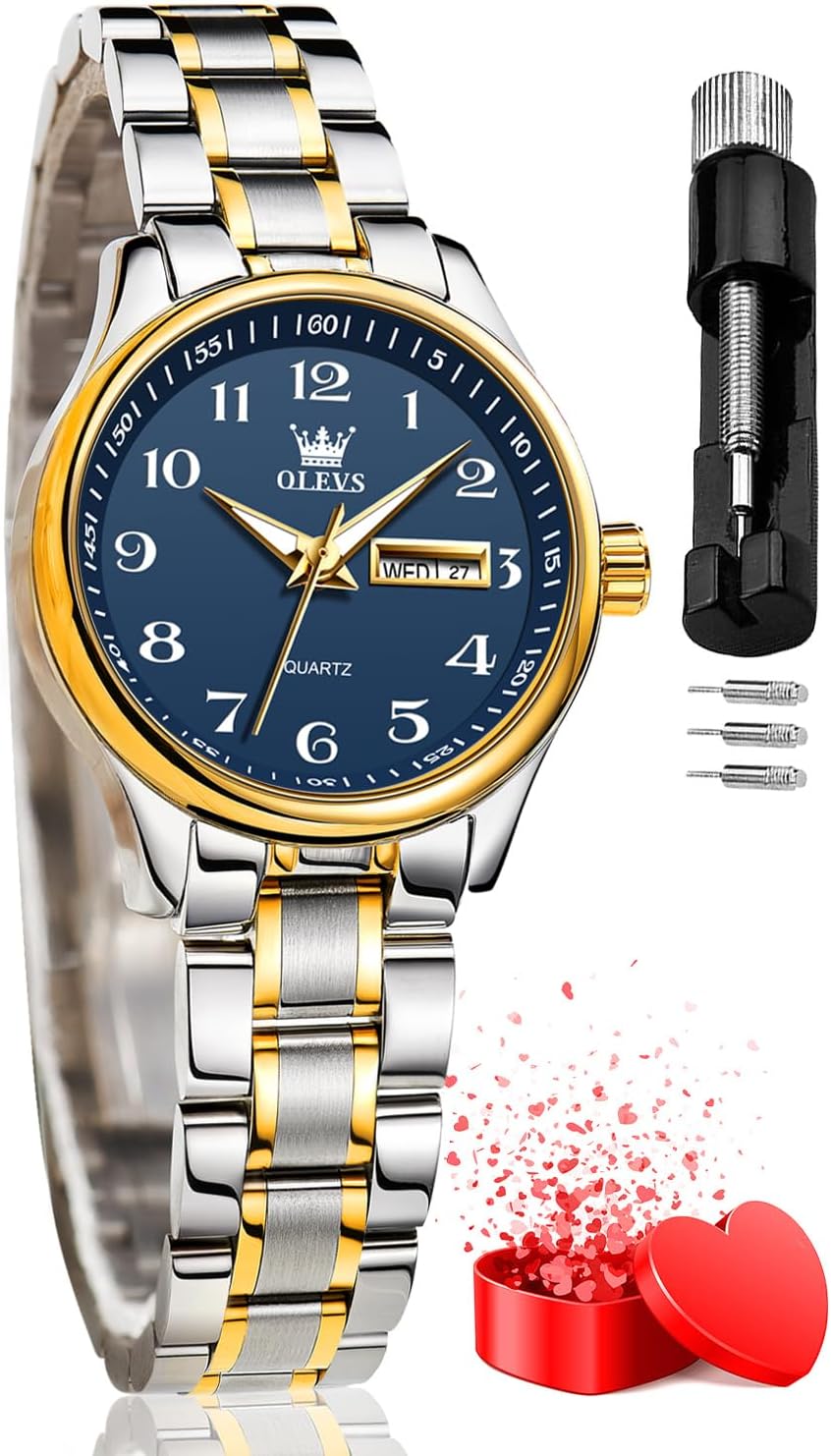 OLEVS Women Watches Gold Silver Stainless Steel Waterproof Analog Large Easy Reader Day Date Ladies Wrist Watches OLEVS Women Watches Gold Silver Stainless Steel Waterproof Analog Large Easy Reader Day Date Ladies Wrist Watches