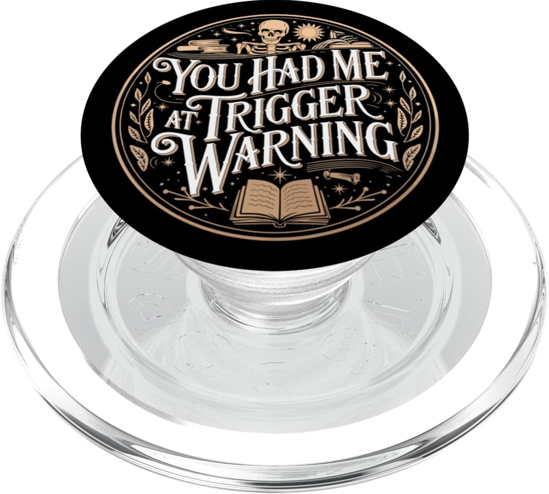 Librarian Skeleton Trigger Warning Book Reading Lover Floral PopSockets PopGrip for MagSafe Librarian Skeleton Trigger Warning Book Reading Lover Floral PopSockets PopGrip for MagSafe