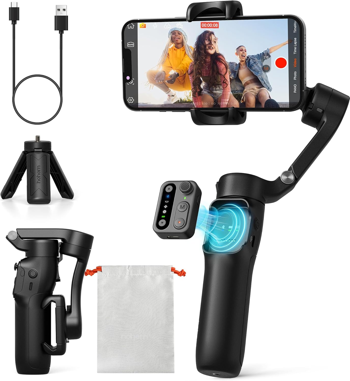 hohem iSteady X3 SE Gimbal Stabilizer for iPhone, Phone Stabilizer with Detachable Remote Control, Portable Foldable 3-Axis Phone Gimbal for Android & iPhone 16 15 Pro Max, Ideal for Travel Vlogging hohem iSteady X3 SE Gimbal Stabilizer for iPhone, Phone Stabilizer with Detachable Remote Control, Portable Foldable 3-Axis Phone Gimbal for Android & iPhone 16 15 Pro Max, Ideal for Travel Vlogging