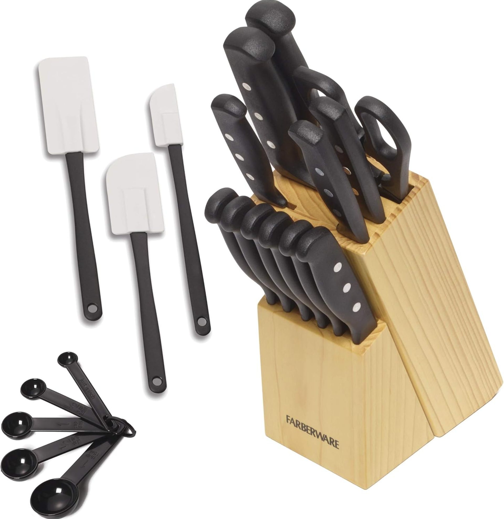 Farberware Triple Rivet High-Carbon Stainless Steel Knife Block and Kitchen Tool Set Precision Cutlery, 22 piece, Black Farberware Triple Rivet High-Carbon Stainless Steel Knife Block and Kitchen Tool Set Precision Cutlery, 22 piece, Black