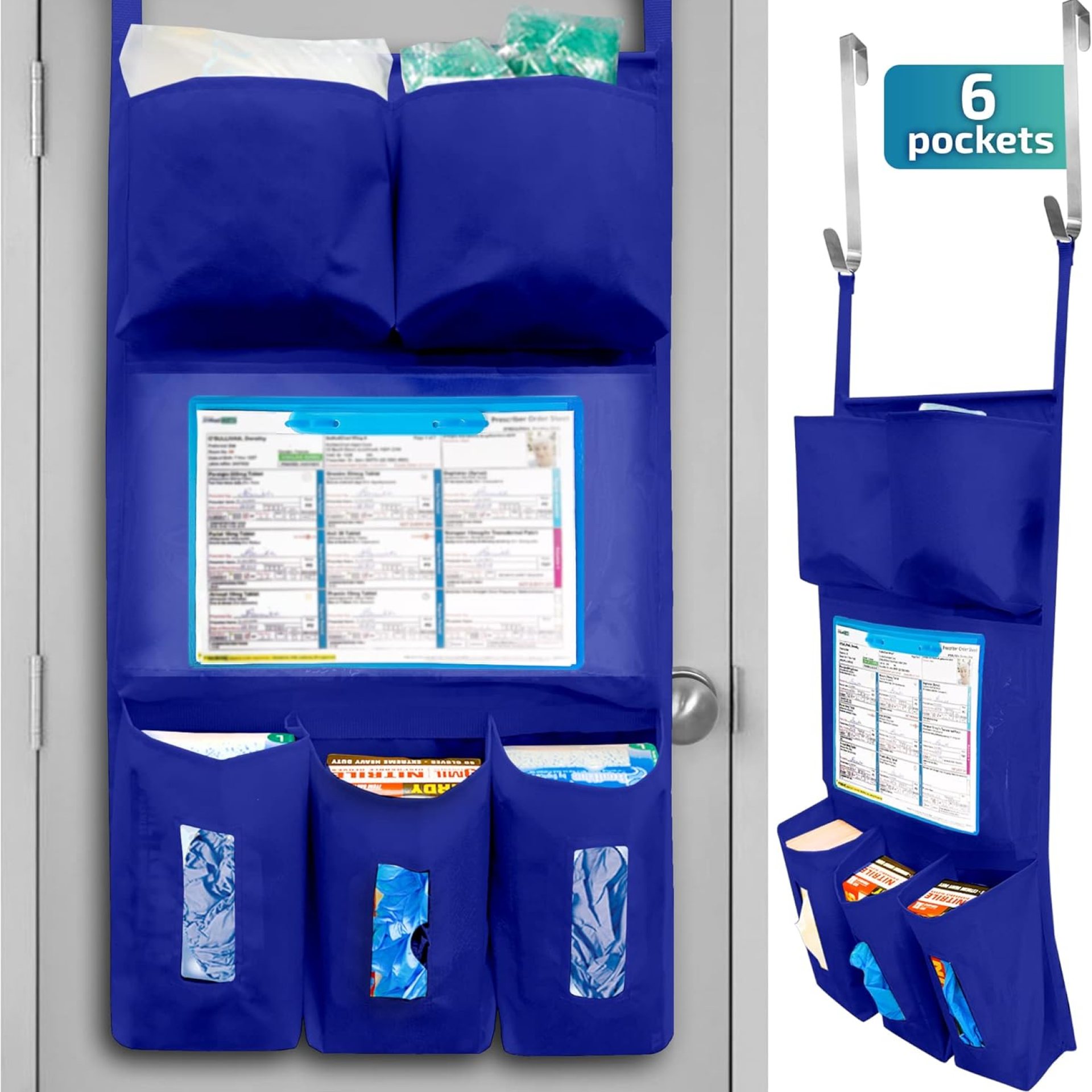 Personal Protective Equipment (PPE) Isolation Door Caddy, Nylon Oxford NFPA-701 Large Scale Flame Retardant Coating 18.5 X 31 Inch, Included 2 Hooks – Royal Blue Personal Protective Equipment (PPE) Isolation Door Caddy, Nylon Oxford NFPA-701 Large Scale Flame Retardant Coating 18.5 X 31 Inch, Included 2 Hooks – Royal Blue
