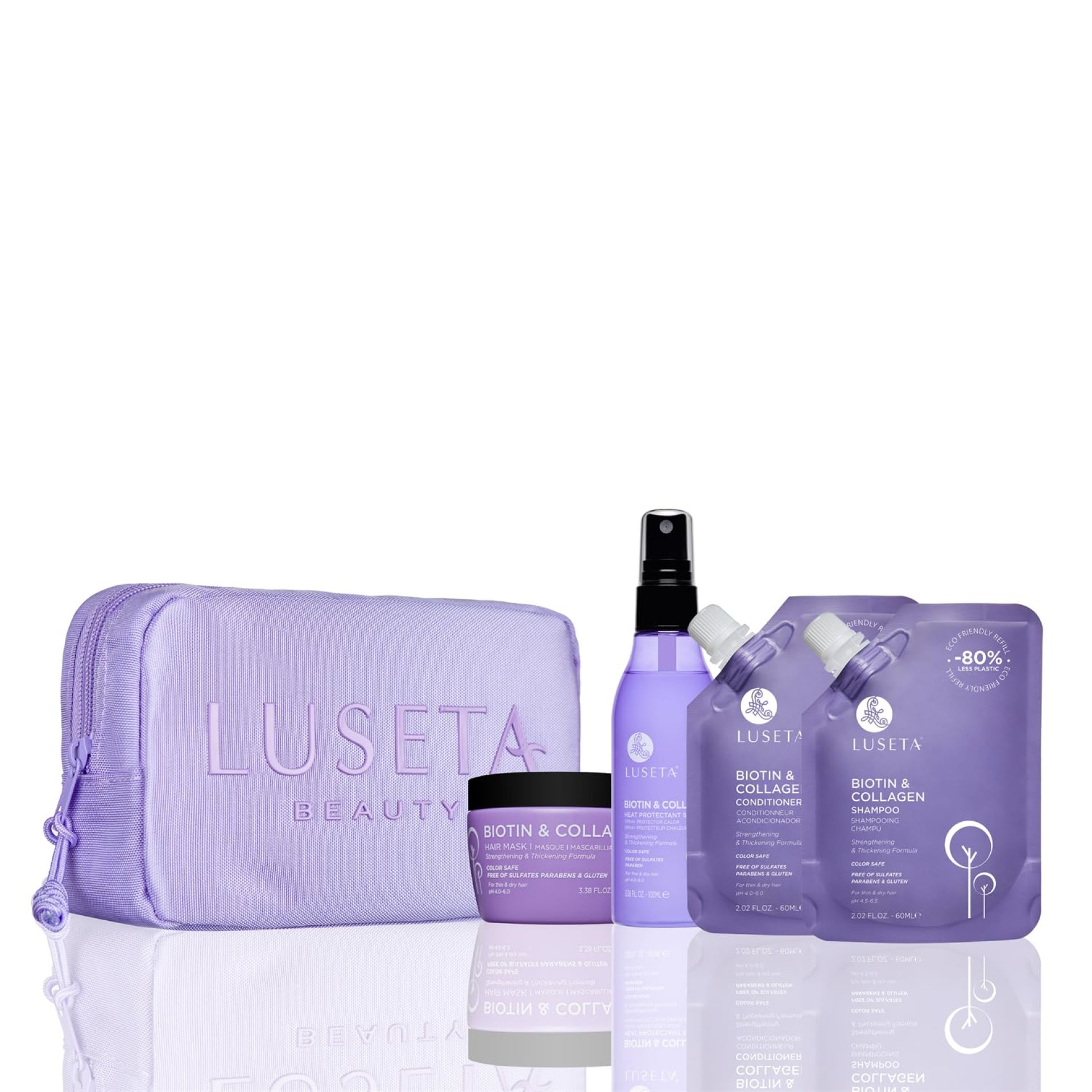 Luseta Biotin & Collagen Jet-Set Hair Strengthen Kit, Travel Size Shampoo and Conditioner Set for Hair Growth with Hair Mask and Heat Protectant Spray for Women and Men, Hair Care Kit for Damaged Hair Luseta Biotin & Collagen Jet-Set Hair Strengthen Kit, Travel Size Shampoo and Conditioner Set for Hair Growth with Hair Mask and Heat Protectant Spray for Women and Men, Hair Care Kit for Damaged Hair