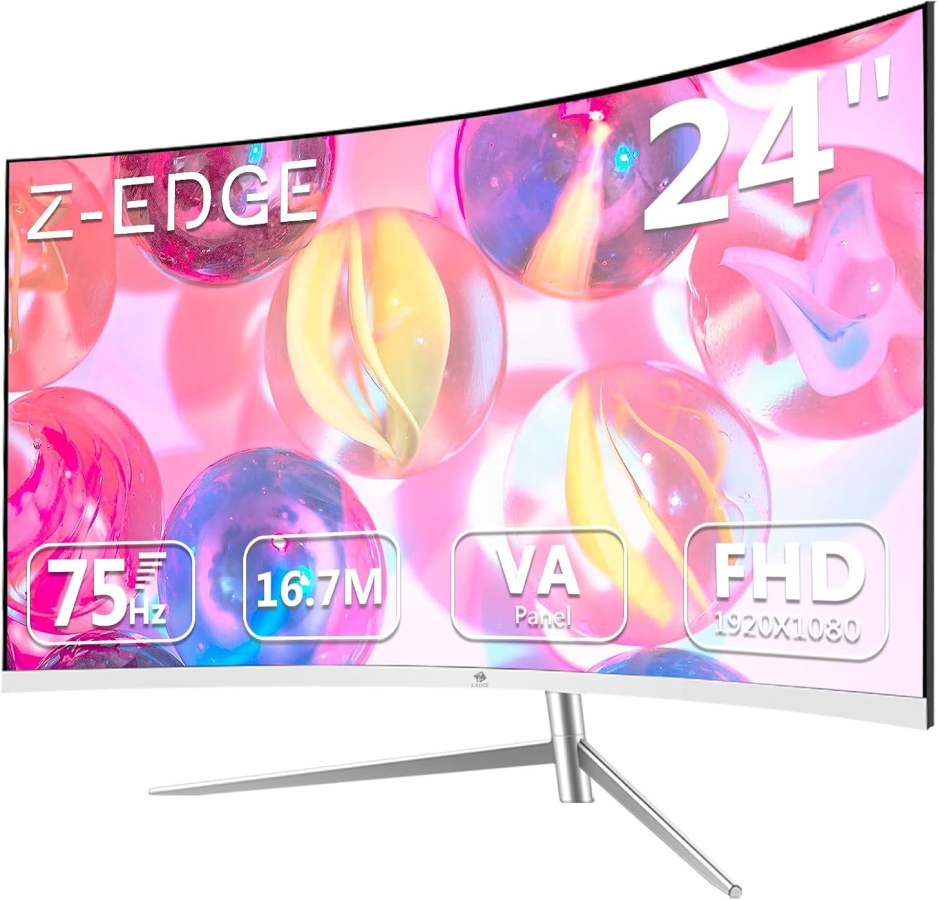 Z-Edge 24-inch Curved Gaming Monitor, Full HD 1080P 1920×1080 LED Backlight Monitor, with 75Hz Refresh Rate and Eye-Care Technology, U24C 178° Wide View Angle, VGA+HDMI Z-Edge 24-inch Curved Gaming Monitor, Full HD 1080P 1920×1080 LED Backlight Monitor, with 75Hz Refresh Rate and Eye-Care Technology, U24C 178° Wide View Angle, VGA+HDMI