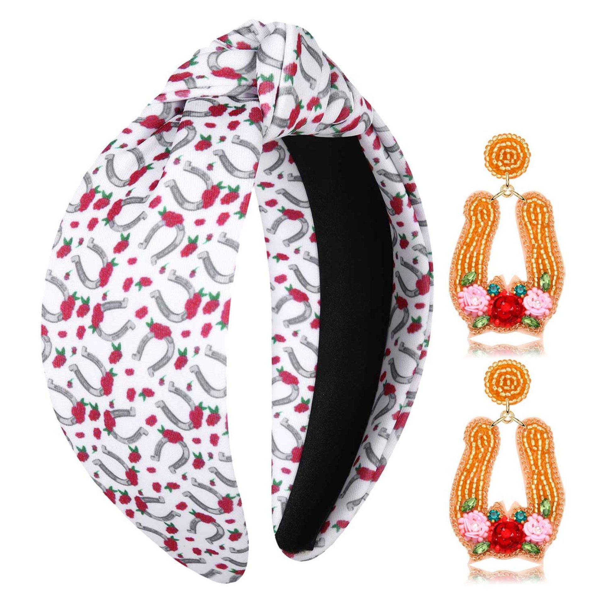 YAHPERN Derby Headband for Women – Rose Flower Headband, Horseshoe Riding Suit Accessory, Party Favors and Gifts YAHPERN Derby Headband for Women – Rose Flower Headband, Horseshoe Riding Suit Accessory, Party Favors and Gifts
