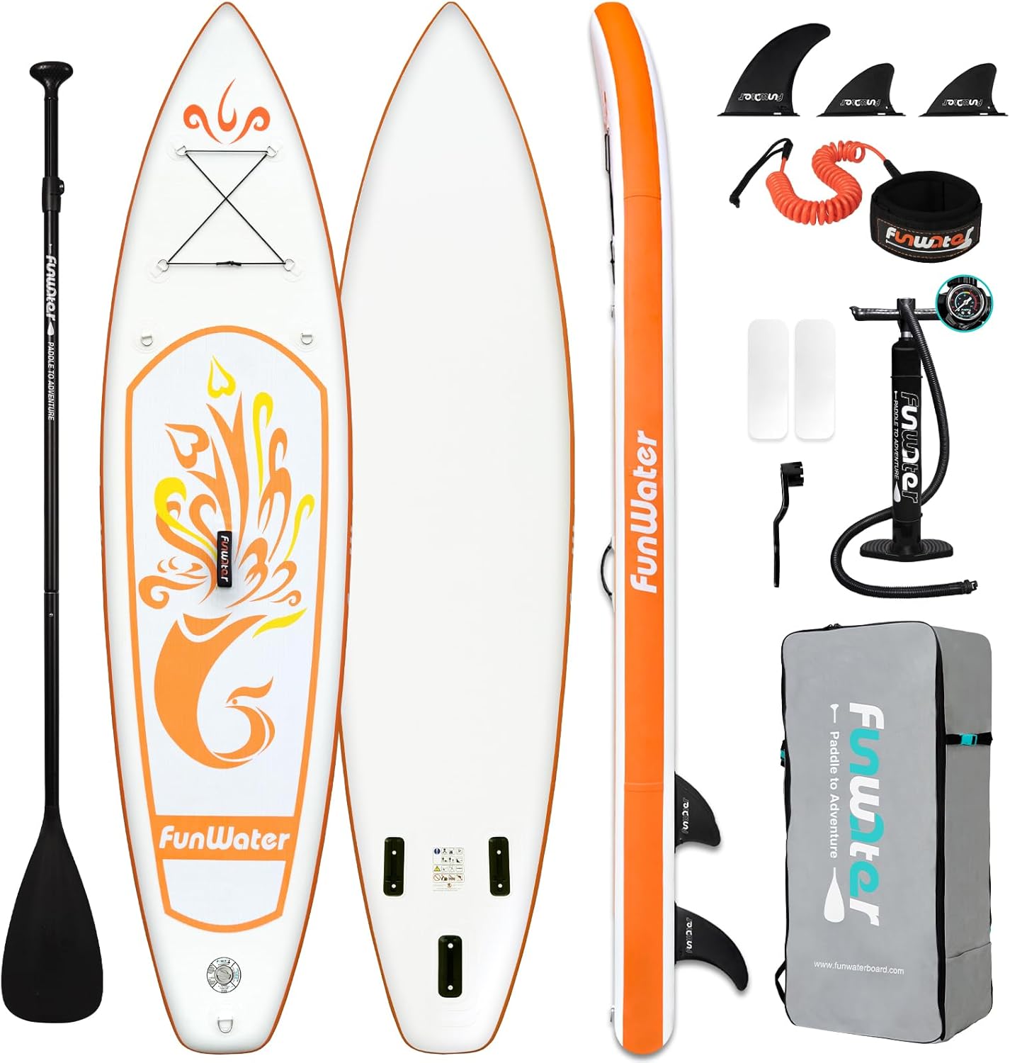 FunWater SUP Inflatable Stand Up Paddle Board 10’6×33″×6″ Ultra-Light Inflatable Paddleboard with ISUP Accessories,Fins,Adjustable Paddle, Pump,Backpack, Leash FunWater SUP Inflatable Stand Up Paddle Board 10’6×33″×6″ Ultra-Light Inflatable Paddleboard with ISUP Accessories,Fins,Adjustable Paddle, Pump,Backpack, Leash