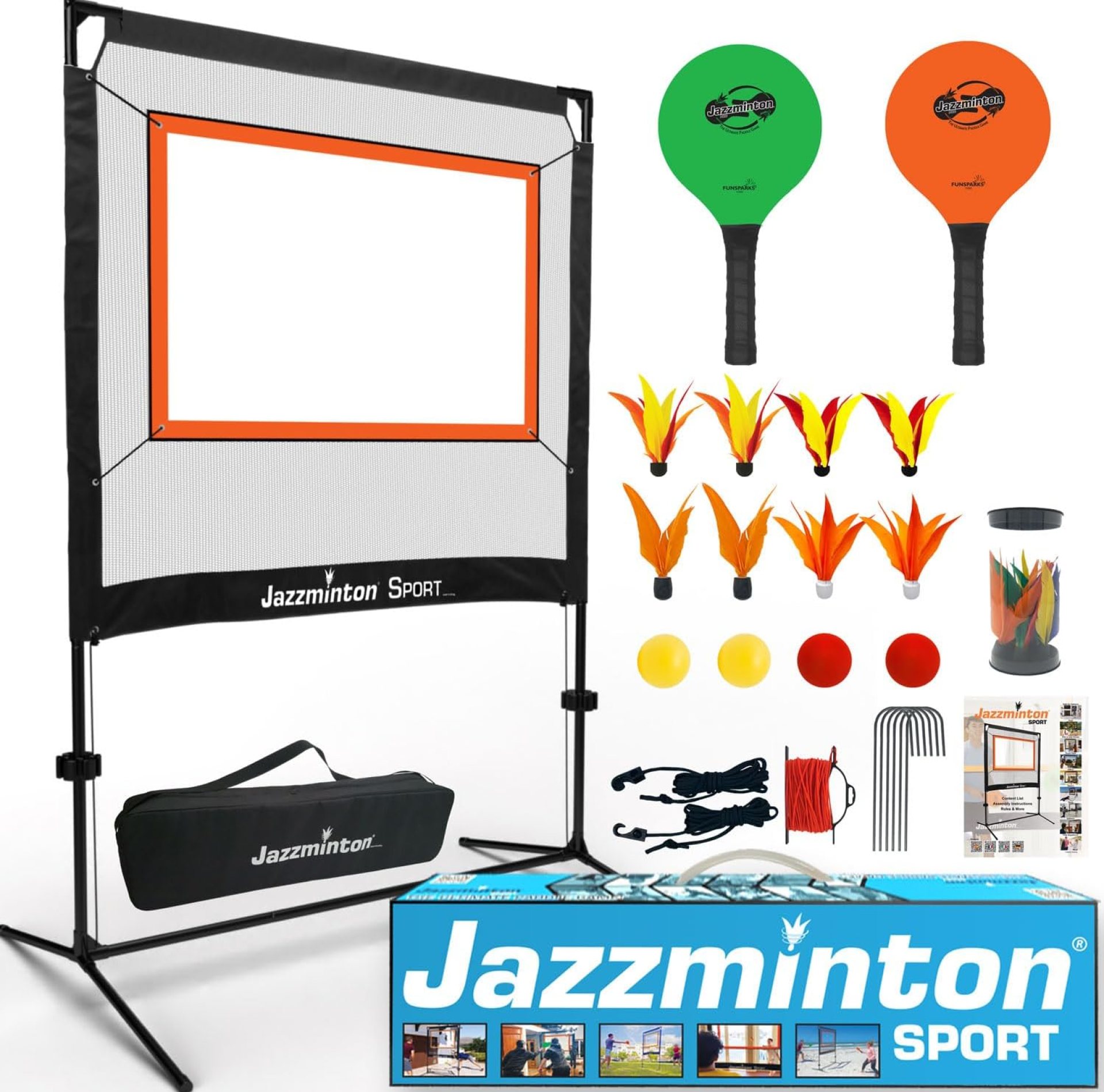 Jazzminton-Sport – The Original – Indoor & Outdoor, No Boundaries – Similar to Pickleball, Badminton and Tennis with A Whole New Spin On It – Fun Games for Kids & Adults Jazzminton-Sport – The Original – Indoor & Outdoor, No Boundaries – Similar to Pickleball, Badminton and Tennis with A Whole New Spin On It – Fun Games for Kids & Adults