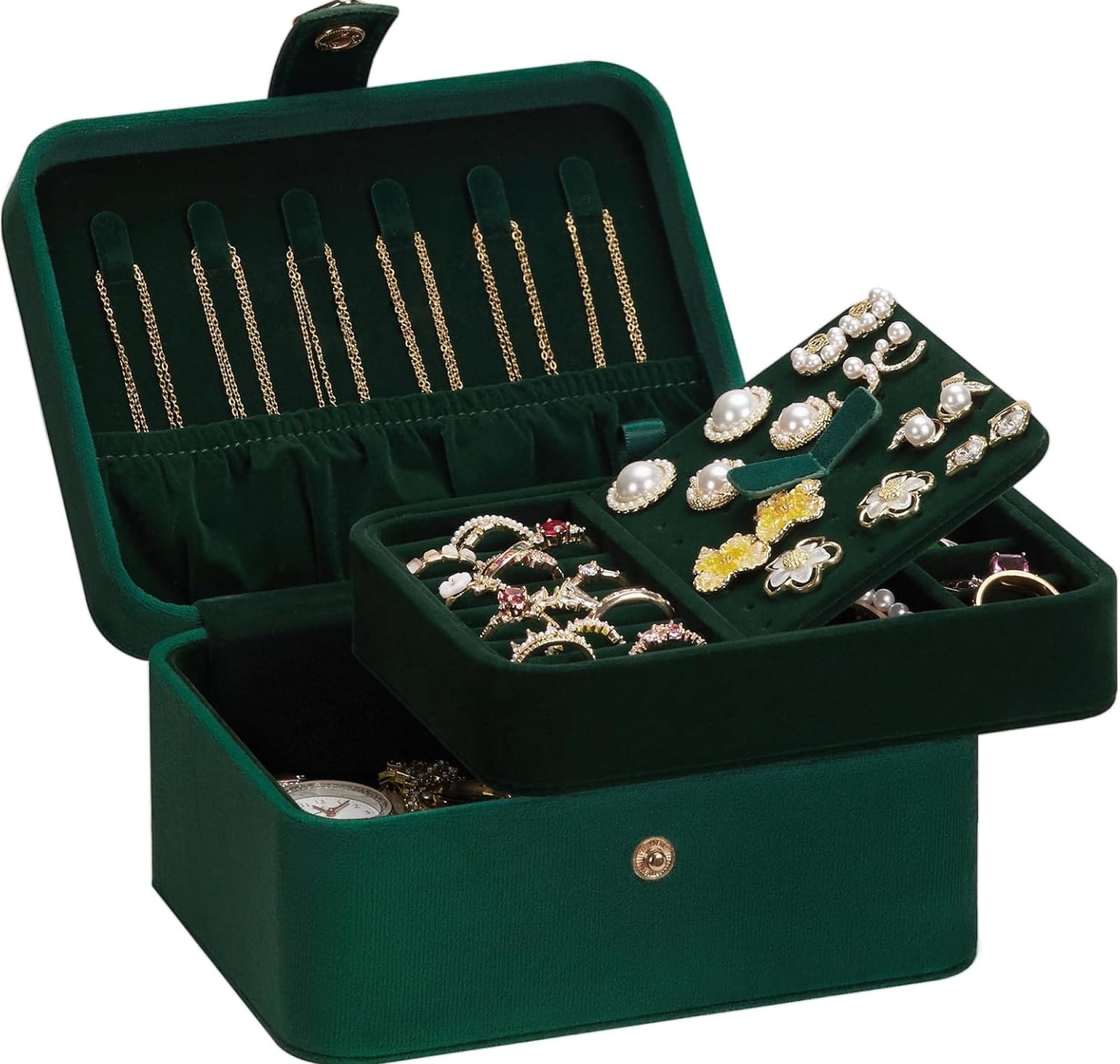 Homde Jewelry Box Small for Women: Ring Earring Organizer Storage for Dresser – Necklace Bracelets Holder with Multi Compartments(Dark Green) Homde Jewelry Box Small for Women: Ring Earring Organizer Storage for Dresser – Necklace Bracelets Holder with Multi Compartments(Dark Green)