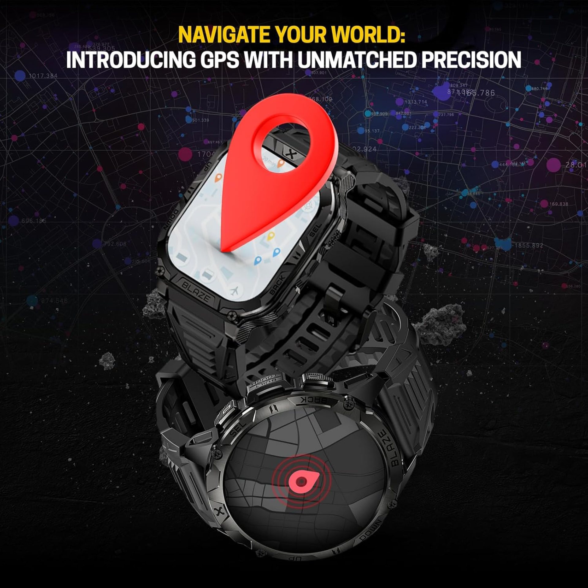 CARBINOX Blaze Smart Watch with GPS (Sport Mode), Rugged Fitness Tracker Waterproof IP69K, Compatible with Android and iOS, 170+ Sports Modes, Gorilla Glass Screen, Make/Receive Calls (Round) CARBINOX Blaze Smart Watch with GPS (Sport Mode), Rugged Fitness Tracker Waterproof IP69K, Compatible with Android and iOS, 170+ Sports Modes, Gorilla Glass Screen, Make/Receive Calls (Round)