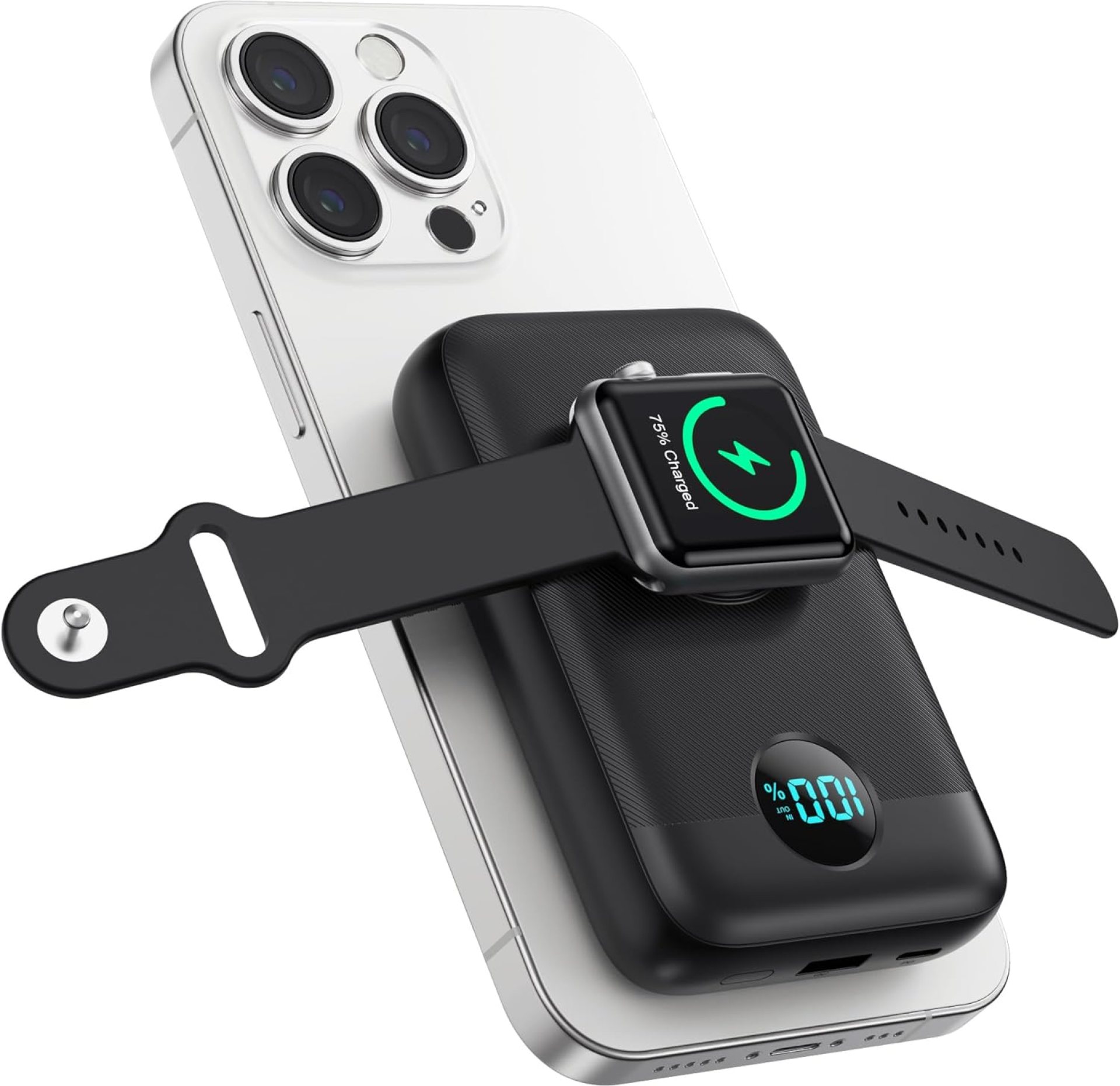 Magnetic Portable Charger 10800mAh,4-in-1 Wireless Power Bank with iWatch Charger, QC4.0+20W PD Fast Charging USB C Battery Pack with LCD Display for Magsafe,iPhone 16/15/14/13/12 Series,Apple Watch Magnetic Portable Charger 10800mAh,4-in-1 Wireless Power Bank with iWatch Charger, QC4.0+20W PD Fast Charging USB C Battery Pack with LCD Display for Magsafe,iPhone 16/15/14/13/12 Series,Apple Watch