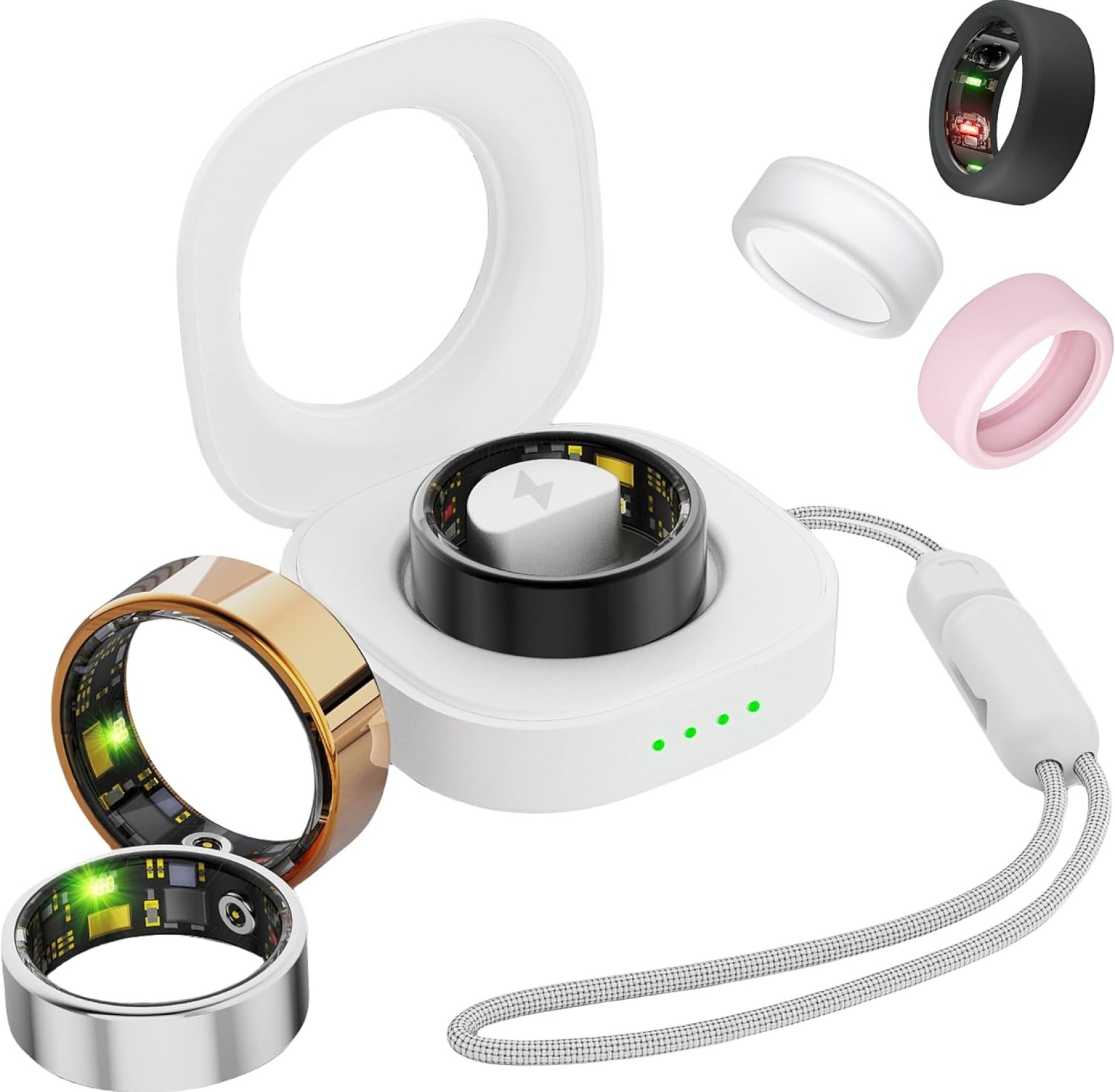 Smart Ring for Women Men, Health Fitness Tracker Rings, IP68 Waterproof, Long Lasting Batteries Sleep Ring with Charging Case and Protector, Remote Photography, No App Fees (Rose Gold, 9#) Smart Ring for Women Men, Health Fitness Tracker Rings, IP68 Waterproof, Long Lasting Batteries Sleep Ring with Charging Case and Protector, Remote Photography, No App Fees (Rose Gold, 9#)