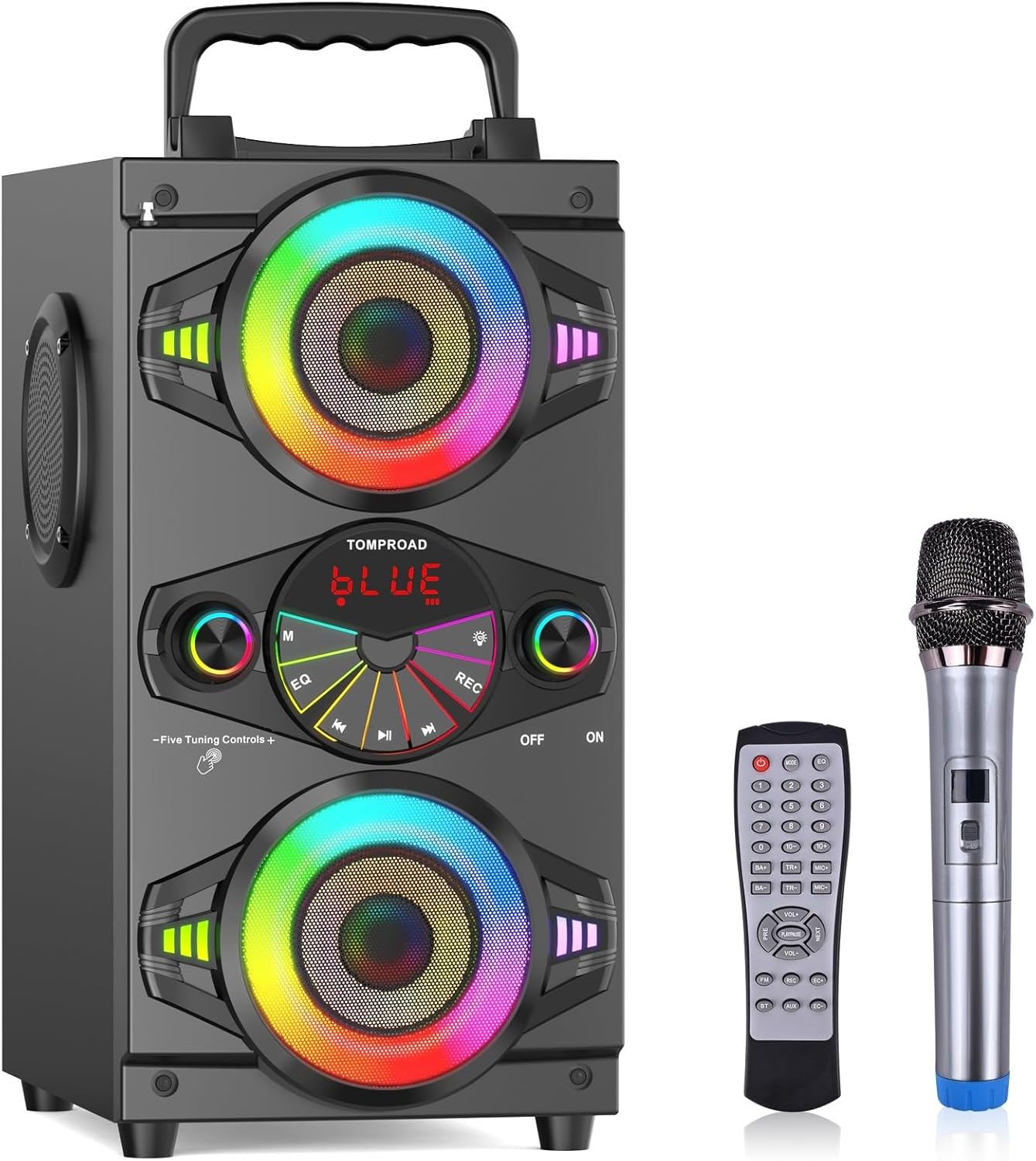 Bluetooth Speakers, 60W Portable Wireless Loud Outdoor Home Party Bluetooth Speaker with Subwoofer, FM Radio, LED Colorful Lights, Microphone, Remote and Big Powerful Stereo Deep Bass Sound Boombox Bluetooth Speakers, 60W Portable Wireless Loud Outdoor Home Party Bluetooth Speaker with Subwoofer, FM Radio, LED Colorful Lights, Microphone, Remote and Big Powerful Stereo Deep Bass Sound Boombox