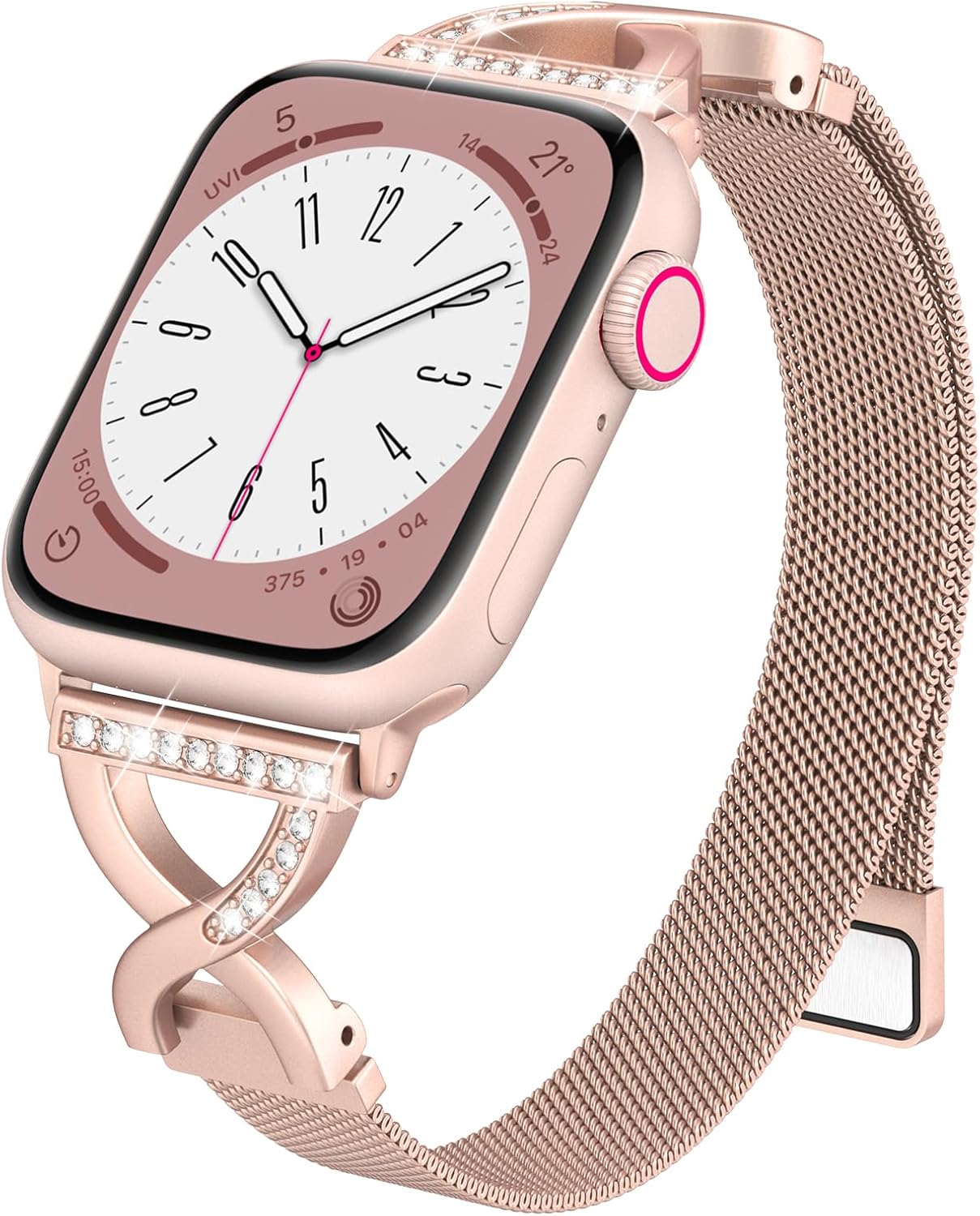 BRG Thin Mesh Loop Compatible with Apple Watch Bands for Women 40mm 41mm 38mm 42mm Series 10 9 8 7 6 5 4 3 2 1 SE, Metal Magnetic Stainless Steel Strap with X-Shape Diamond Clasp for iWatch Bands BRG Thin Mesh Loop Compatible with Apple Watch Bands for Women 40mm 41mm 38mm 42mm Series 10 9 8 7 6 5 4 3 2 1 SE, Metal Magnetic Stainless Steel Strap with X-Shape Diamond Clasp for iWatch Bands