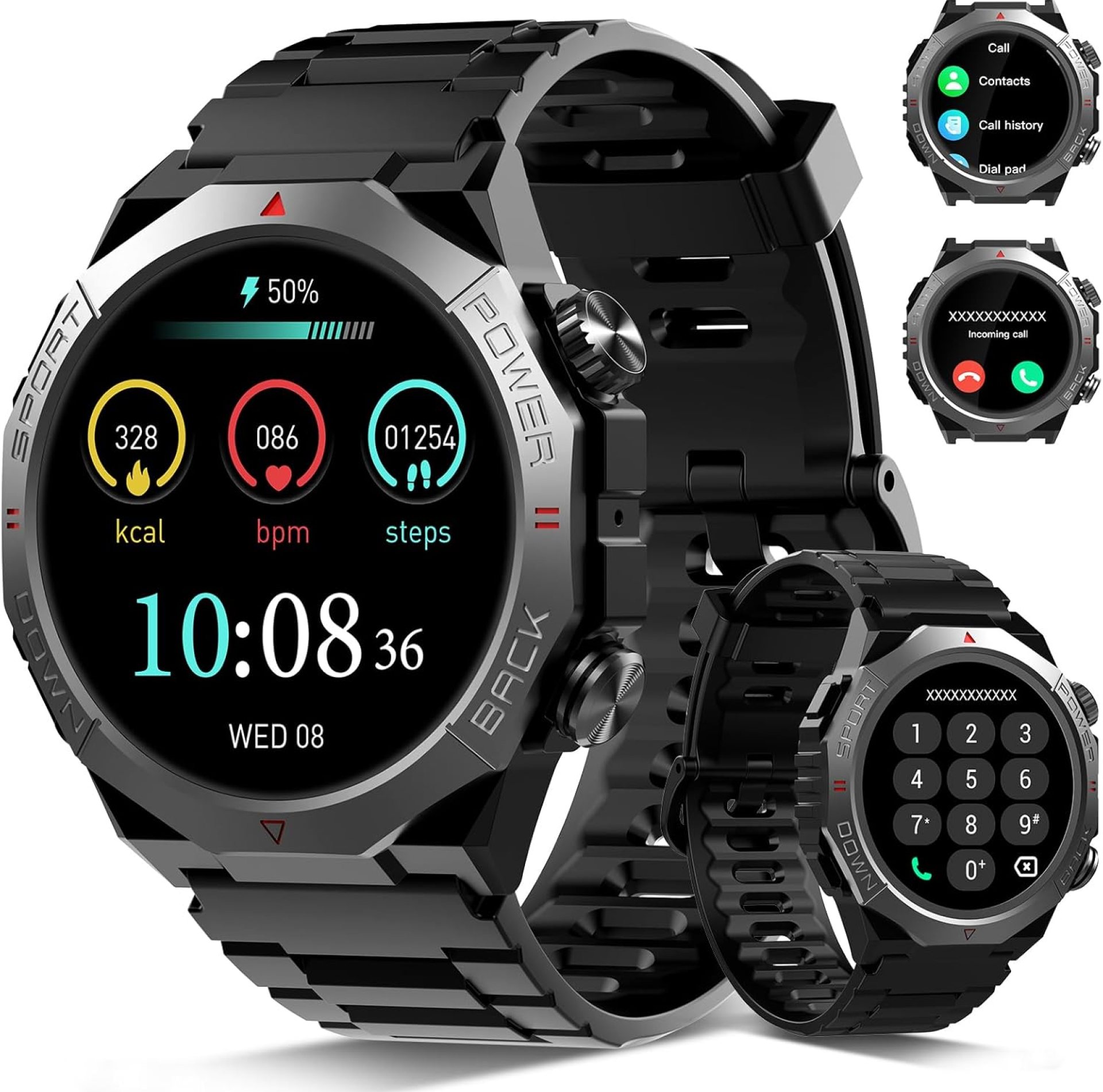 Military Watches for Men (Answer/Make Calls), 1.39″ HD Display Fitness Watches, Heart Rate/Sleep Monitor, 110+ Sports Modes Smart Watch for Men, IP68 Waterproof, 30Day, Watch for Android/iPhone, Black Military Watches for Men (Answer/Make Calls), 1.39″ HD Display Fitness Watches, Heart Rate/Sleep Monitor, 110+ Sports Modes Smart Watch for Men, IP68 Waterproof, 30Day, Watch for Android/iPhone, Black