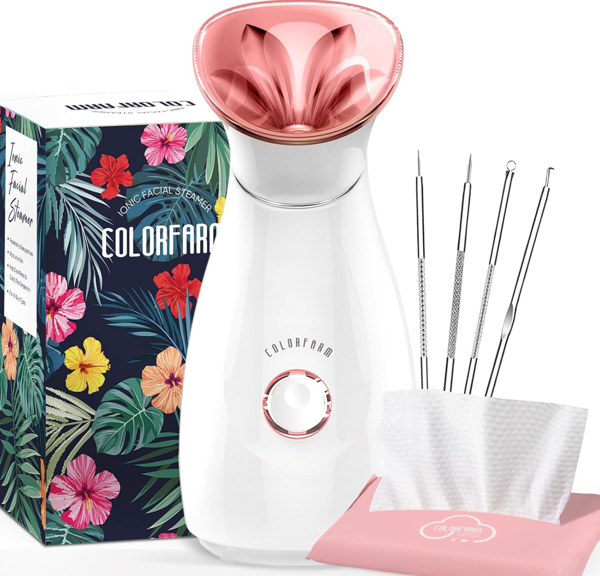 Colorfarm Facial Steamer Nano Ionic: Face Steamer Deep Cleaning Unclogs Pores – Humidifier Hot Mist Home Sauna Spa for Women Men Sinuses Moisturizing Colorfarm Facial Steamer Nano Ionic: Face Steamer Deep Cleaning Unclogs Pores – Humidifier Hot Mist Home Sauna Spa for Women Men Sinuses Moisturizing