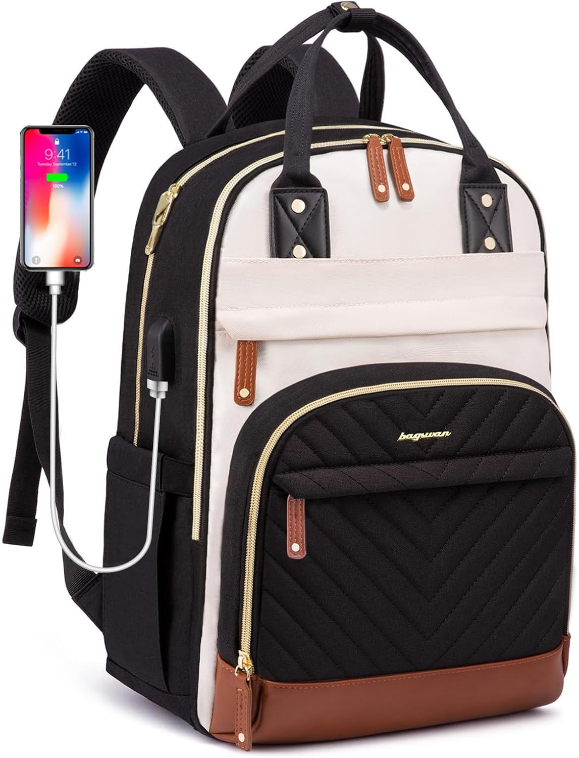 Laptop Backpack for Women Bag – 15.6 inch Work Travel Backpack with USB Charger College Bookbag Waterproof Business Computer Backpack Anti-theft Casual Backpacks for Nurse Teacher Beige Black Brown Laptop Backpack for Women Bag – 15.6 inch Work Travel Backpack with USB Charger College Bookbag Waterproof Business Computer Backpack Anti-theft Casual Backpacks for Nurse Teacher Beige Black Brown
