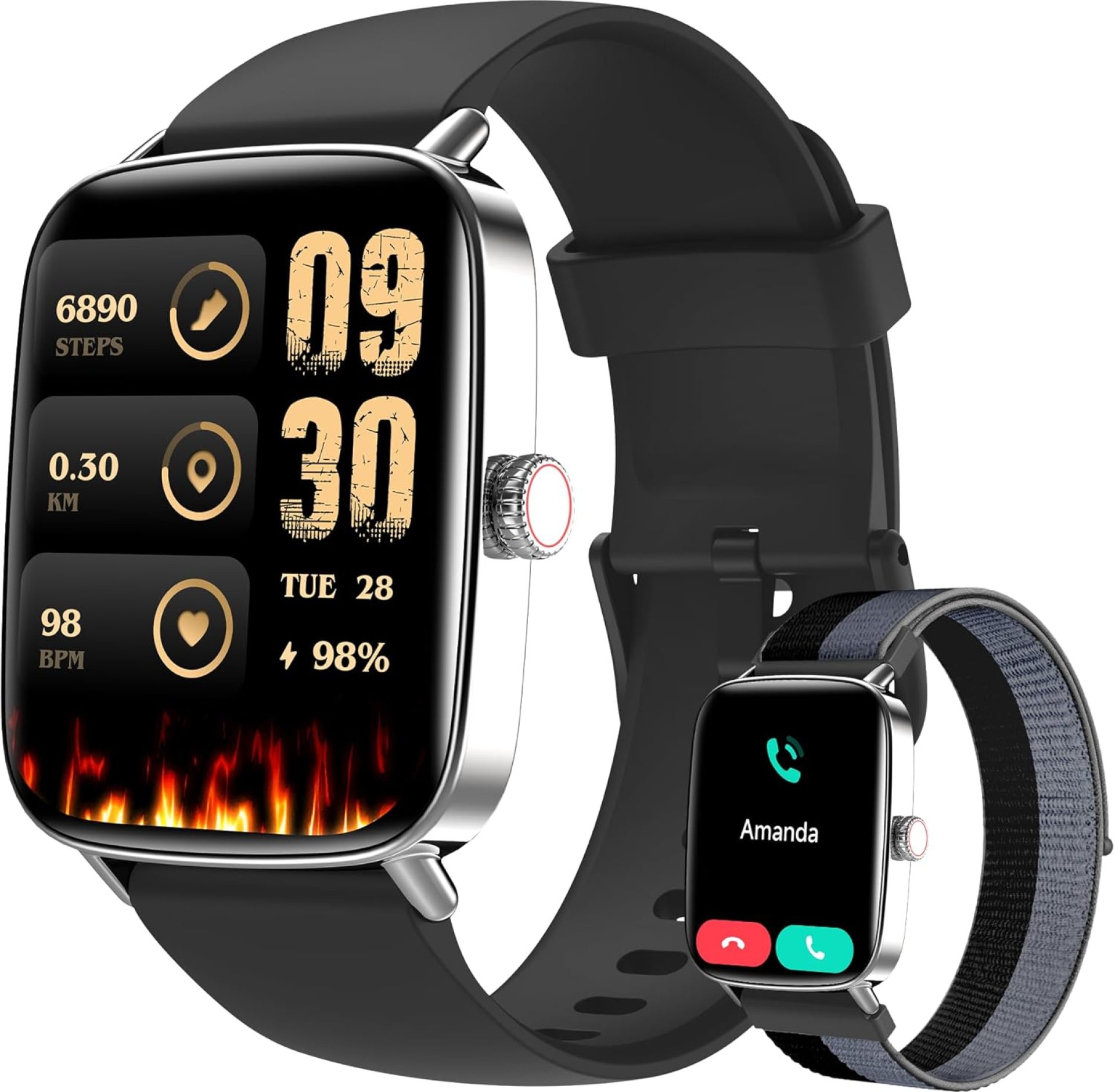 Smart Watch for Women Men, 2025 New Smartwatch (Answer/Make Call) for iPhone/Android, 1.86″ HD Dynamic Dial Fitness Tracker with 110+ Sport Modes, Sleep/Health Monitor, IP68 Waterproof, with 2 Bands Smart Watch for Women Men, 2025 New Smartwatch (Answer/Make Call) for iPhone/Android, 1.86″ HD Dynamic Dial Fitness Tracker with 110+ Sport Modes, Sleep/Health Monitor, IP68 Waterproof, with 2 Bands