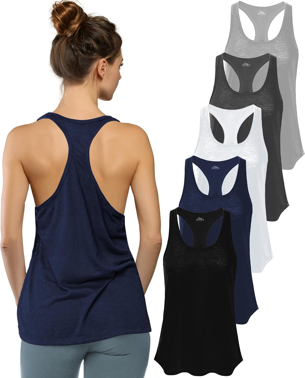 Women’s 5 Pack Everyday Flowy Burnout Racer Back Active Workout Tank Tops Women’s 5 Pack Everyday Flowy Burnout Racer Back Active Workout Tank Tops
