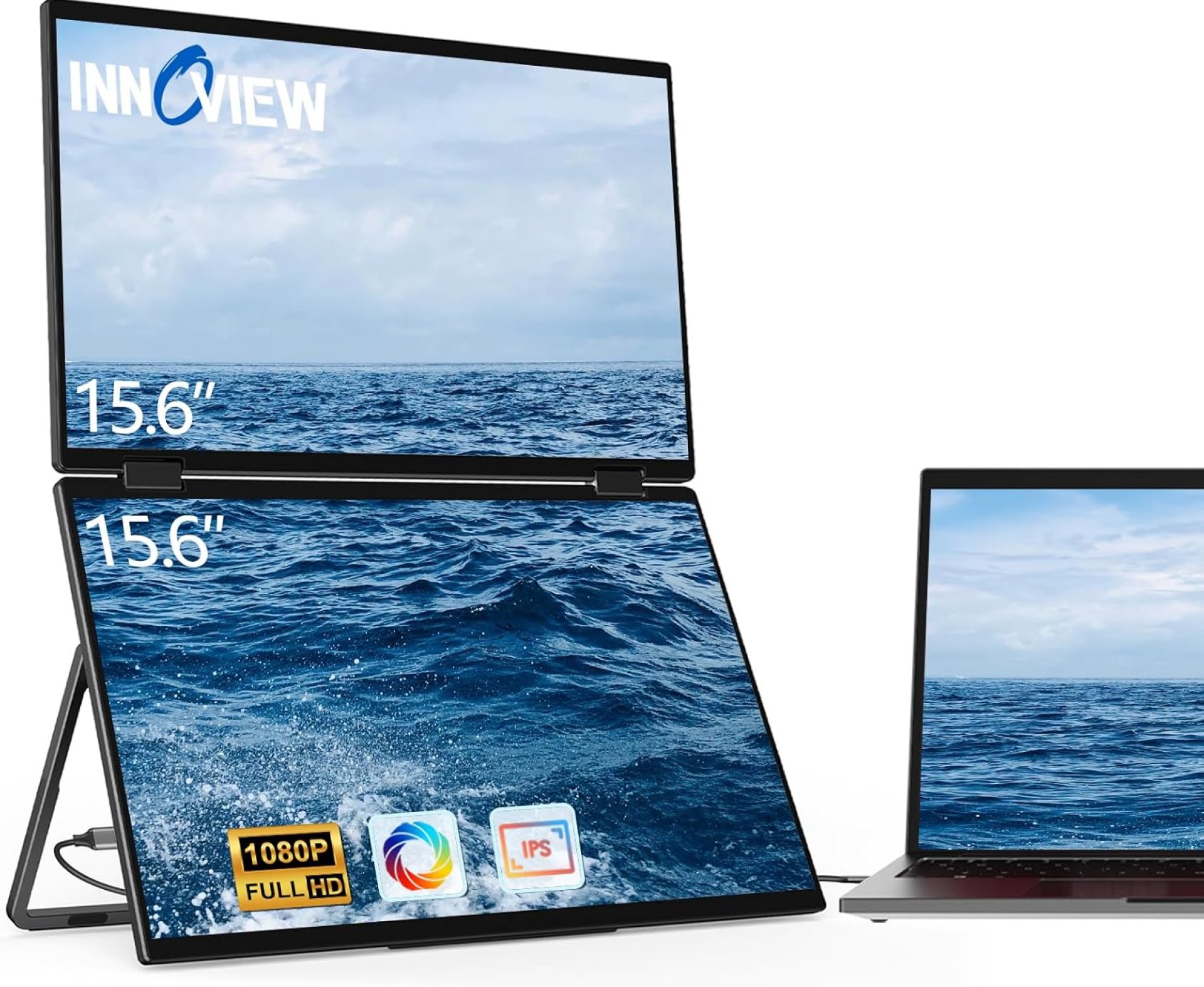 InnoView Dual Portable Monitor 15.6″ Laptop Screen Extender, Mac/Windows 1080P FHD IPS Foldable Portable Dual Monitor, USB C HDMI Laptop Extender Monitor Dual Screen, 180°Rotation InnoView Dual Portable Monitor 15.6″ Laptop Screen Extender, Mac/Windows 1080P FHD IPS Foldable Portable Dual Monitor, USB C HDMI Laptop Extender Monitor Dual Screen, 180°Rotation