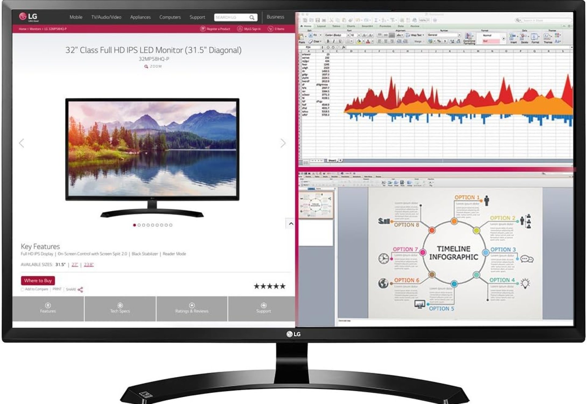 LG 32MA70HY-P 32-Inch Full HD IPS Monitor with Display Port and HDMI Inputs LG 32MA70HY-P 32-Inch Full HD IPS Monitor with Display Port and HDMI Inputs
