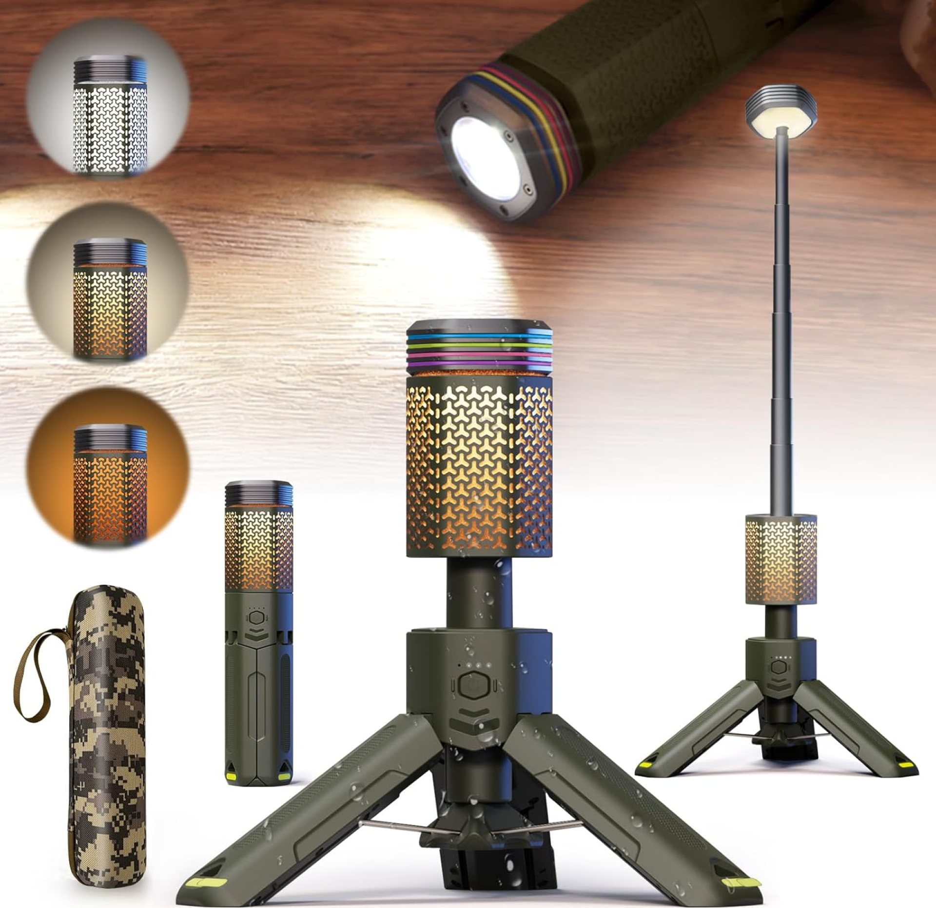 Camping-Lights-Rechargeable,Outdoor Telescopic-Collapsible-Lanterns with 2 Light Sources Mobile Lighting 10500mAh Battery Flash Light & Road Lamp for Adventure/Hiking/Camping(Military Green) Camping-Lights-Rechargeable,Outdoor Telescopic-Collapsible-Lanterns with 2 Light Sources Mobile Lighting 10500mAh Battery Flash Light & Road Lamp for Adventure/Hiking/Camping(Military Green)