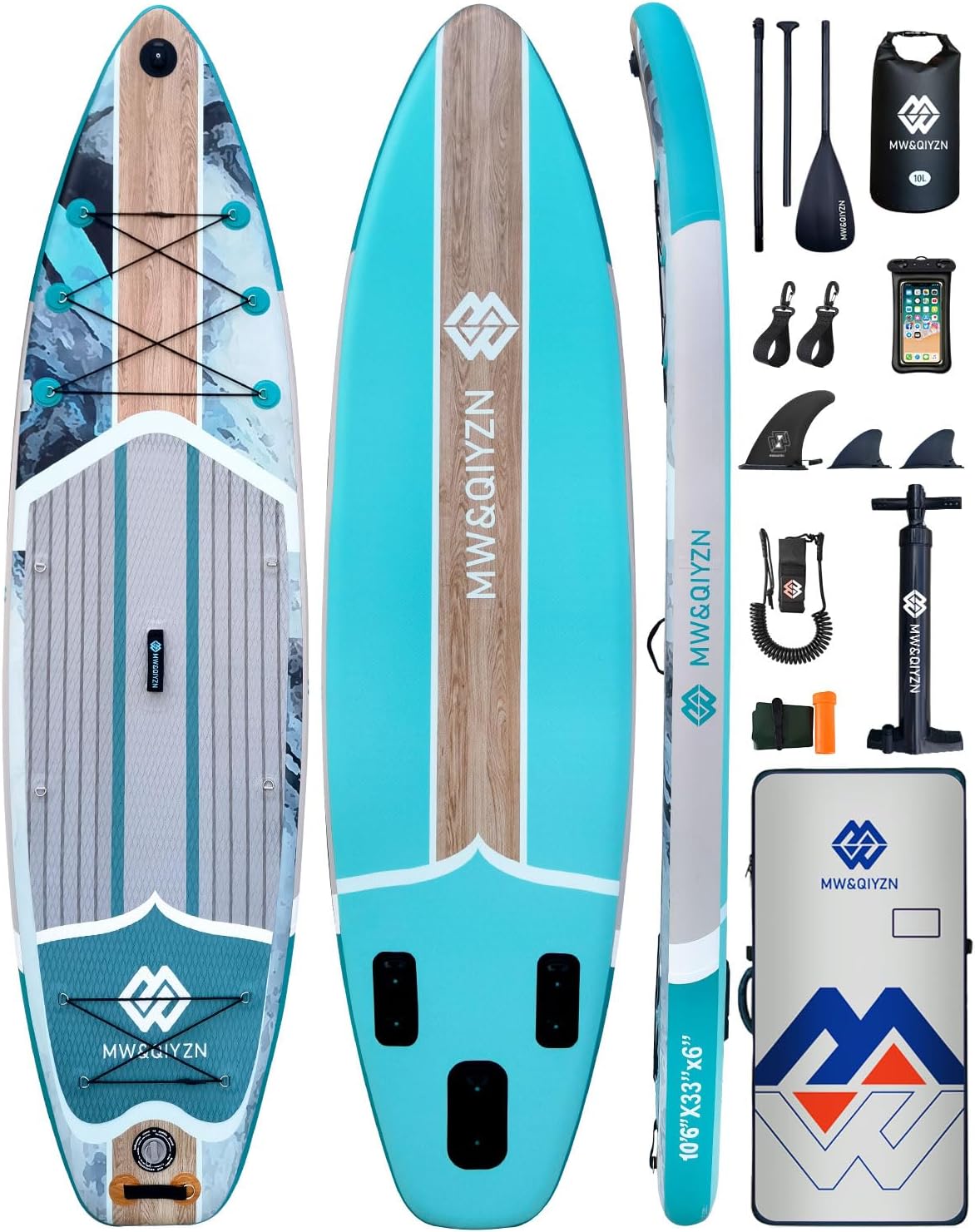 MW&QIYZN Inflatable Stand Up Paddle Boards 10.6ft Paddle Board with Premium SUP Paddle Board Accessories, Non-Slip Comfort Deck for Youth & Adults MW&QIYZN Inflatable Stand Up Paddle Boards 10.6ft Paddle Board with Premium SUP Paddle Board Accessories, Non-Slip Comfort Deck for Youth & Adults