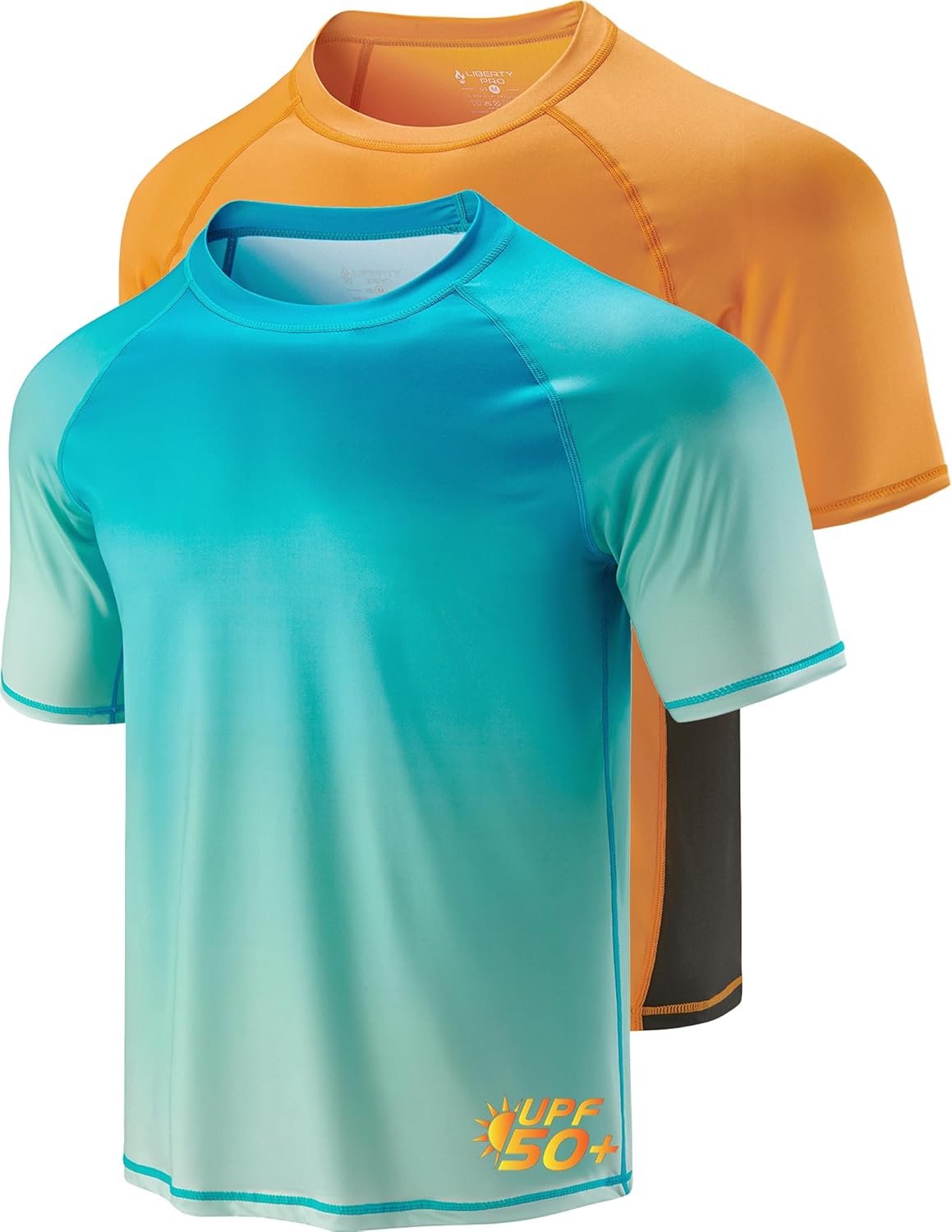 Liberty Imports 2-Pack Men’s UV Short Sleeve Swim Shirts Loose Fit Rash Guards Liberty Imports 2-Pack Men’s UV Short Sleeve Swim Shirts Loose Fit Rash Guards