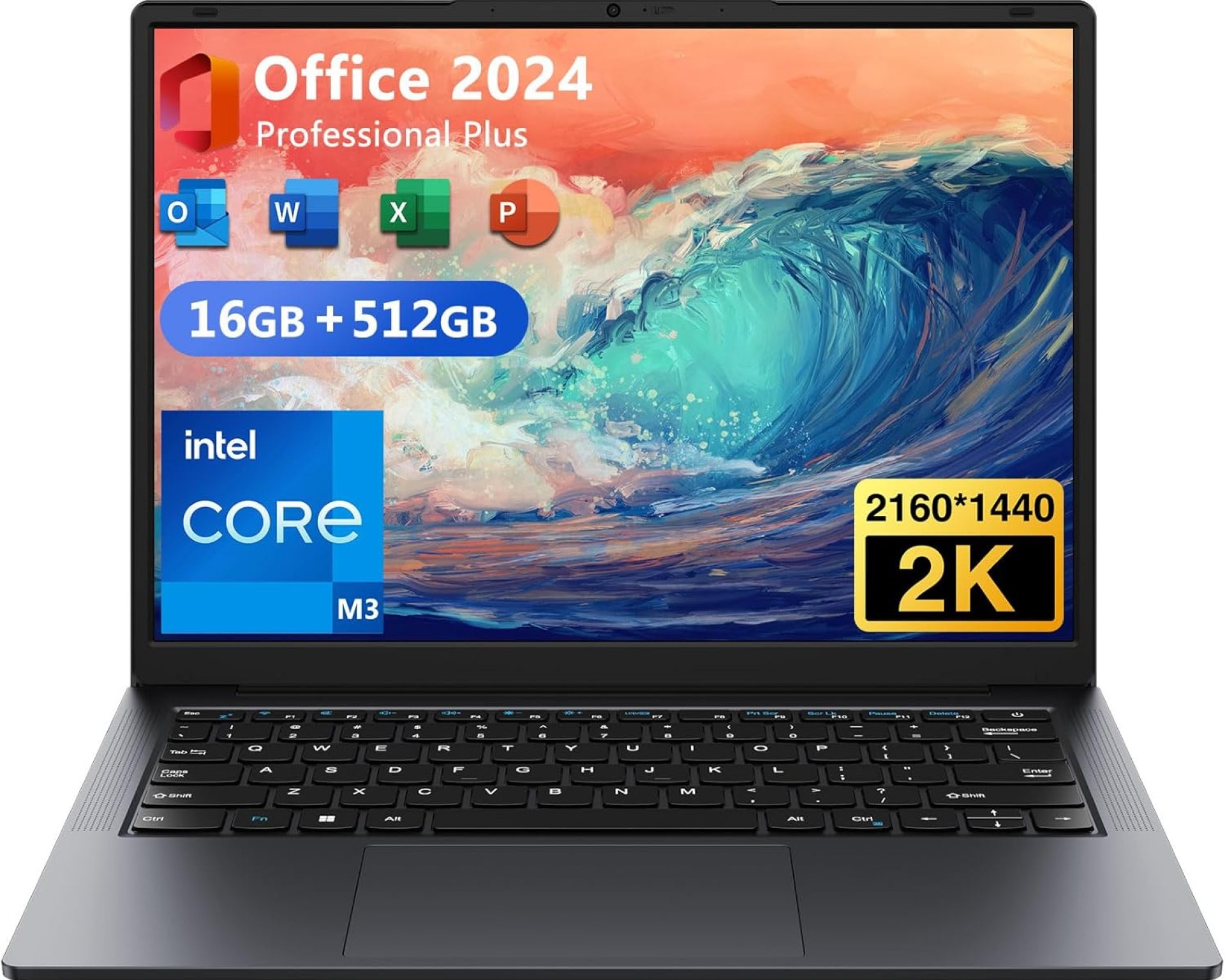 14.1″ Laptop 16GB RAM 512GB SSD, QHD (2160×1440) Display, Intel Core Processor, Windows 11 Pro Notebook Computer with HDMI, Type C, Long Battery Life, MS Office 2024 Suite – Gray 14.1″ Laptop 16GB RAM 512GB SSD, QHD (2160×1440) Display, Intel Core Processor, Windows 11 Pro Notebook Computer with HDMI, Type C, Long Battery Life, MS Office 2024 Suite – Gray