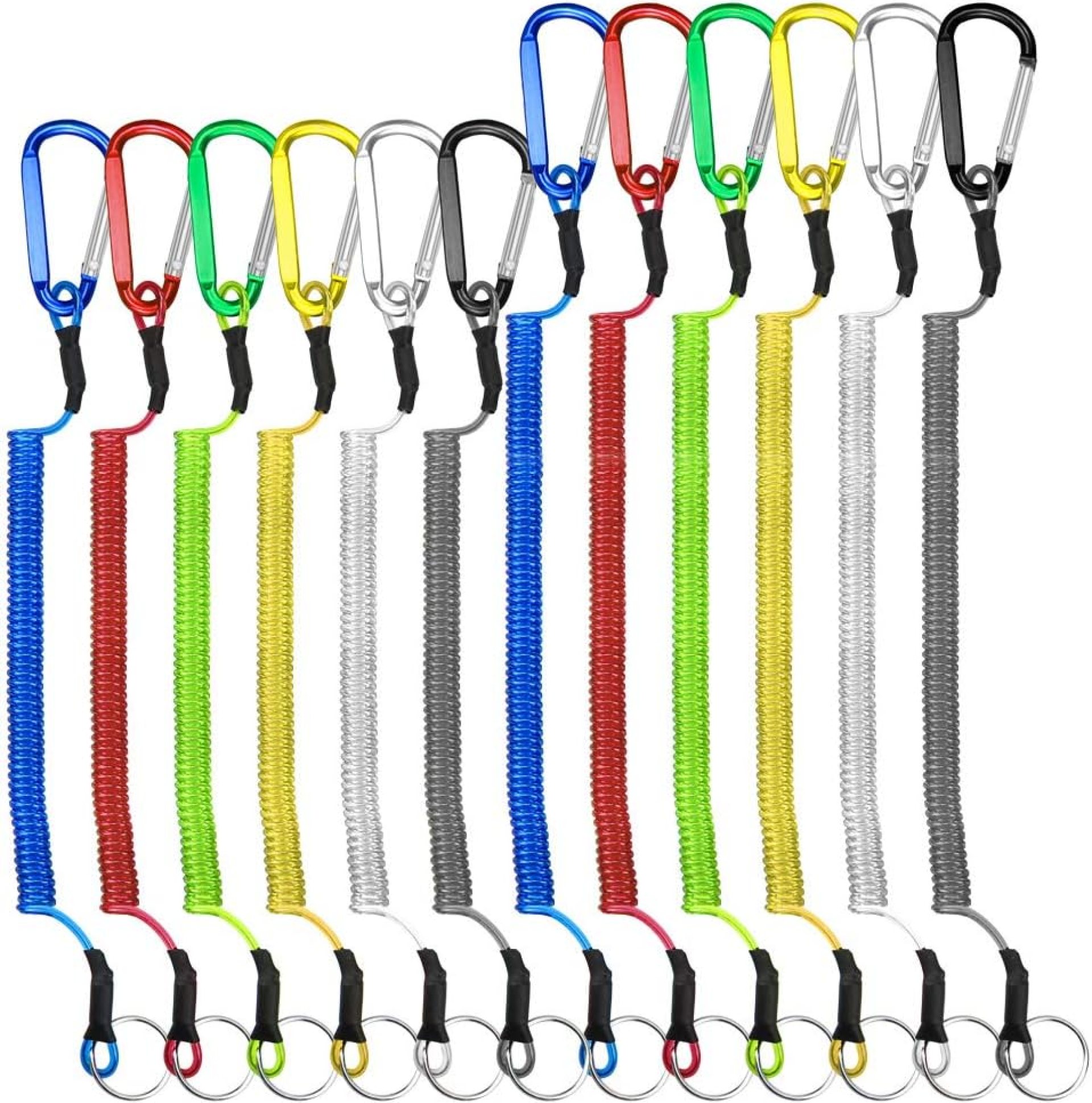 Dreamtop 12 Pcs Fishing Tool Lanyard with 2 Sizes, Heavy Duty Fishing Coiled Lanyard Retractable Fishing Lanyard with Stainless Steel Clip Kayak Lanyard Tool Multi-Colored Fishing Safety Rope Dreamtop 12 Pcs Fishing Tool Lanyard with 2 Sizes, Heavy Duty Fishing Coiled Lanyard Retractable Fishing Lanyard with Stainless Steel Clip Kayak Lanyard Tool Multi-Colored Fishing Safety Rope