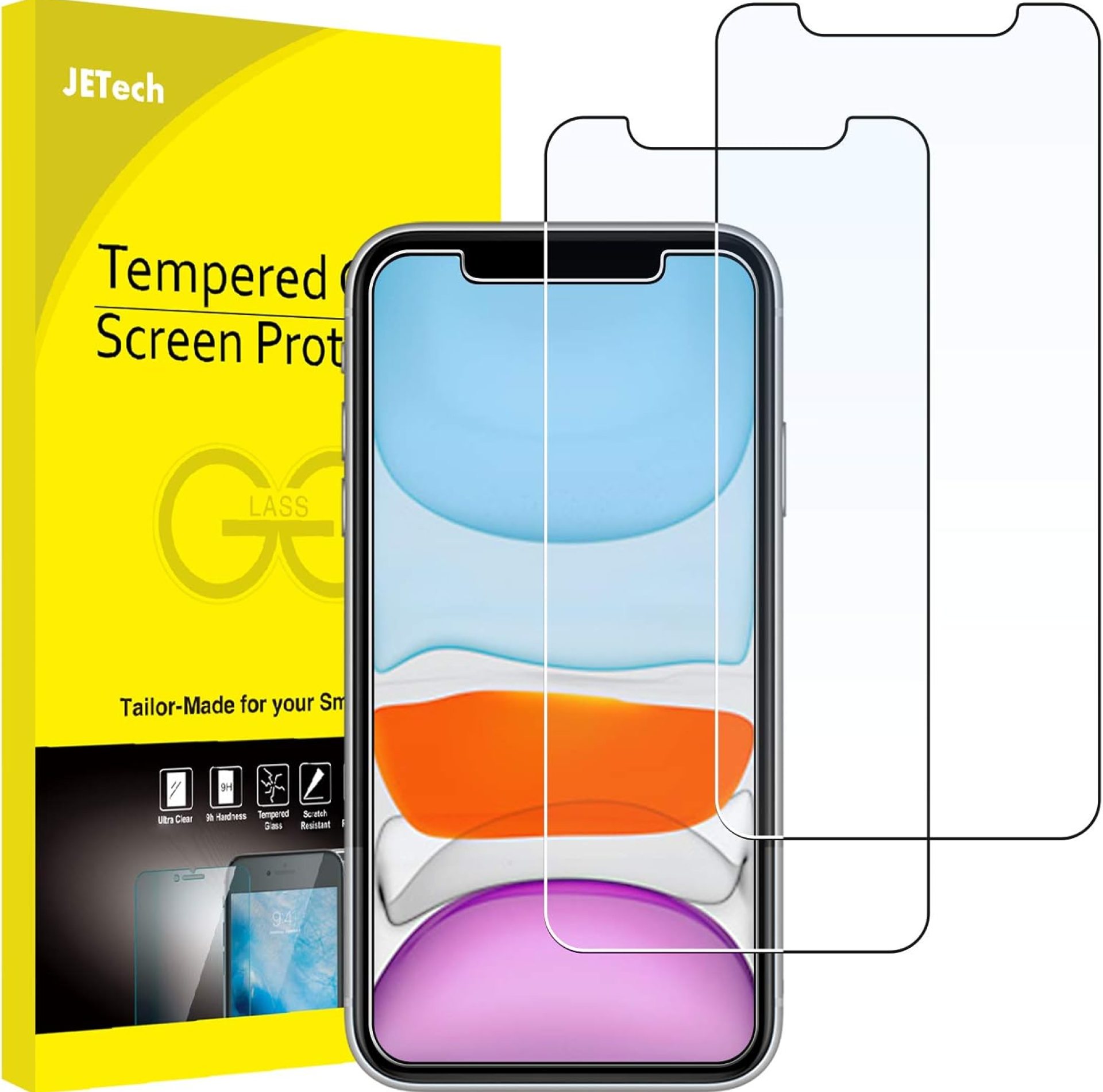 JETech Screen Protector for iPhone 11 and iPhone XR 6.1-Inch, Tempered Glass Film, 2-Pack JETech Screen Protector for iPhone 11 and iPhone XR 6.1-Inch, Tempered Glass Film, 2-Pack