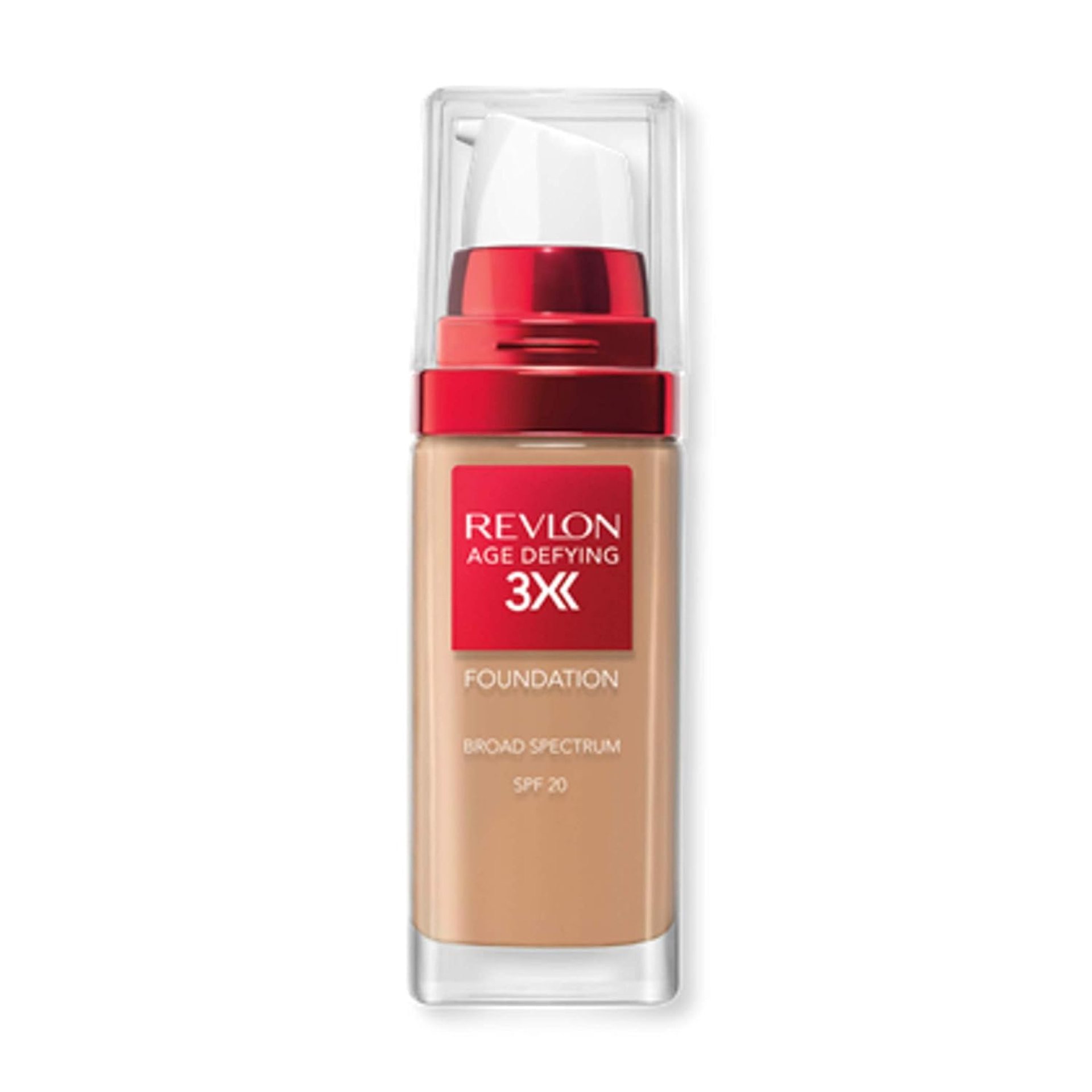 Revlon Liquid Foundation, Age Defying 3XFace Makeup, Anti-Aging and Firming Formula, SPF 30, Longwear Medium Buildable Coverage with Natural Finish, 035 Natural Beige, 1 Fl Oz Revlon Liquid Foundation, Age Defying 3XFace Makeup, Anti-Aging and Firming Formula, SPF 30, Longwear Medium Buildable Coverage with Natural Finish, 035 Natural Beige, 1 Fl Oz