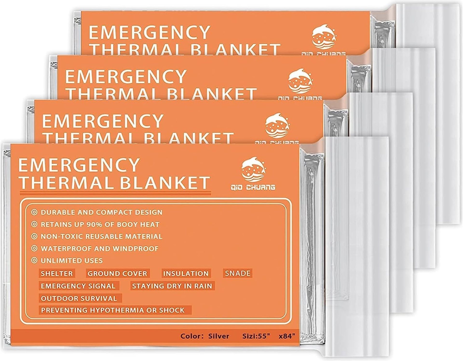 Emergency Mylar Thermal Blankets -Space Blanket Survival kit Camping Blanket (4-Pack). Perfect for Outdoors, Hiking, Survival, Bug Out Bag ,Marathons or First Aid 1 Emergency Mylar Thermal Blankets -Space Blanket Survival kit Camping Blanket (4-Pack). Perfect for Outdoors, Hiking, Survival, Bug Out Bag ,Marathons or First Aid 1