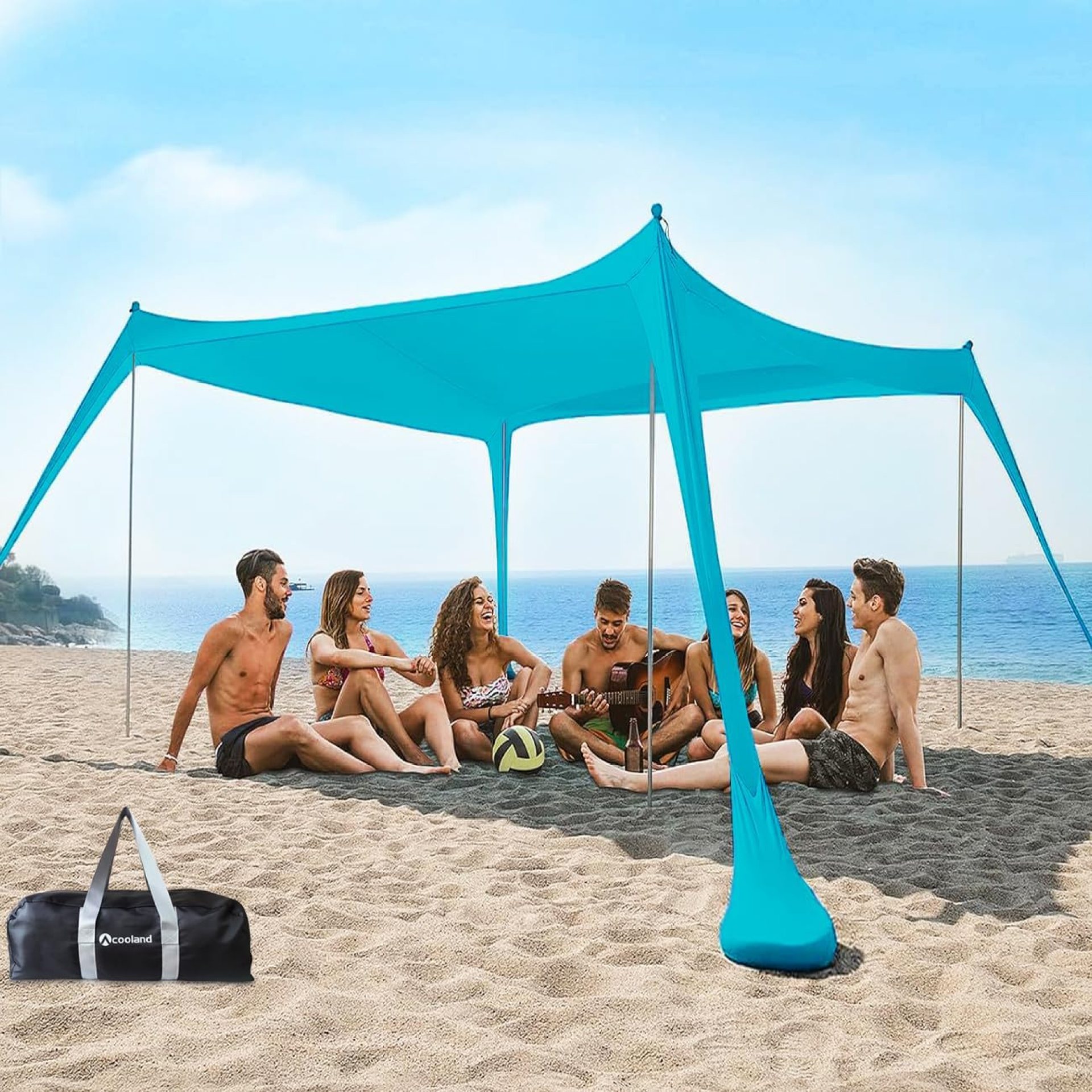 Beach Tent Sun Shelter 10 x 10ft, with 4 Aluminum Poles, Includes Sand Shovel, Ground Pegs and Carry Bag, Outdoor Pop Up Beach Shade Canopy for Camping, Fishing, Backyard Fun or Picnics Beach Tent Sun Shelter 10 x 10ft, with 4 Aluminum Poles, Includes Sand Shovel, Ground Pegs and Carry Bag, Outdoor Pop Up Beach Shade Canopy for Camping, Fishing, Backyard Fun or Picnics