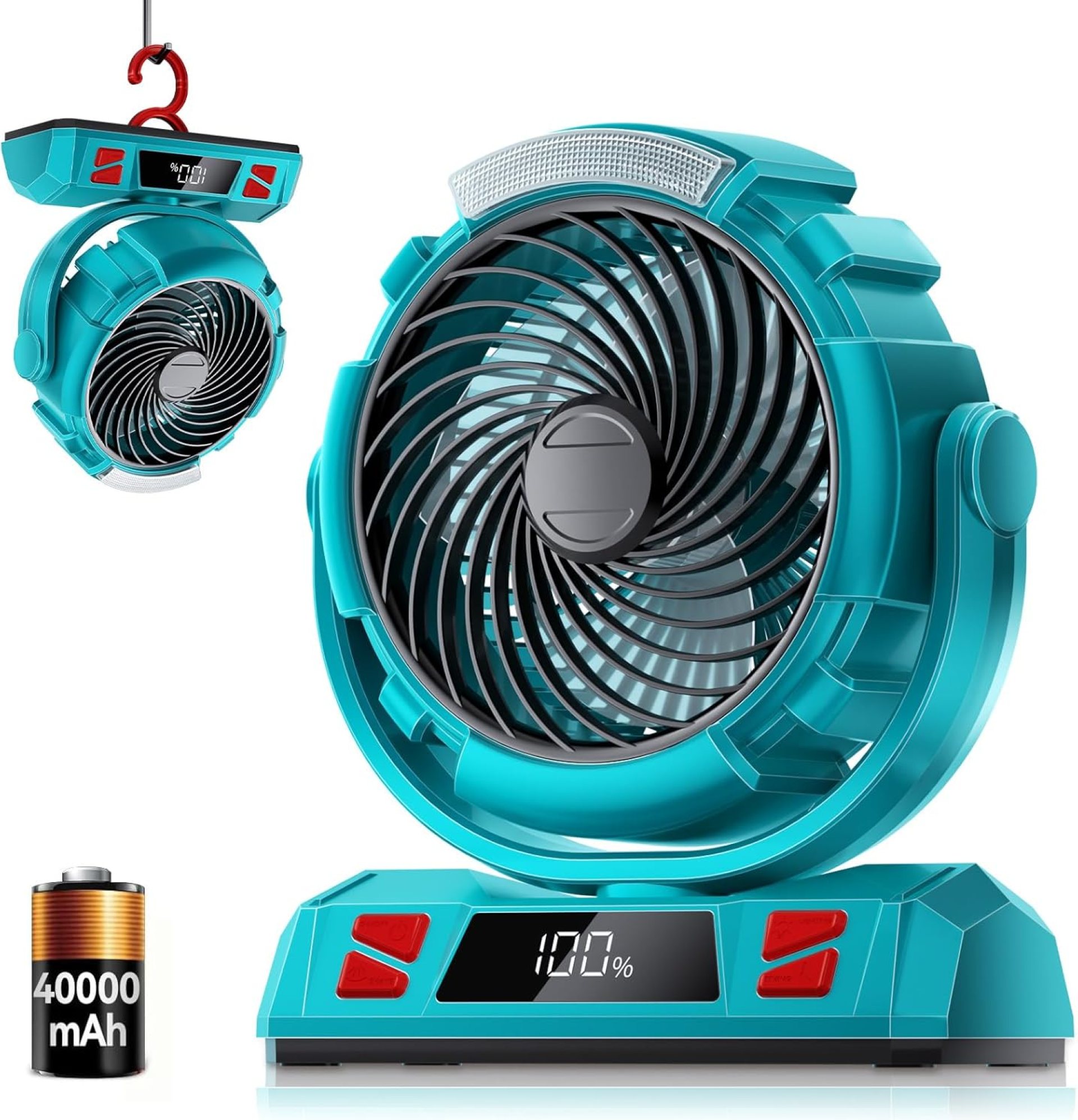 Camping LED Fan with Light, 40000mAh Rechargeable Battery Powered Outdoor Tent Fan with Light and Hook, 6 Speed, Personal USB Desk Fan for Camping, Fishing, Power Outage,Hurricane, Worksite Camping LED Fan with Light, 40000mAh Rechargeable Battery Powered Outdoor Tent Fan with Light and Hook, 6 Speed, Personal USB Desk Fan for Camping, Fishing, Power Outage,Hurricane, Worksite