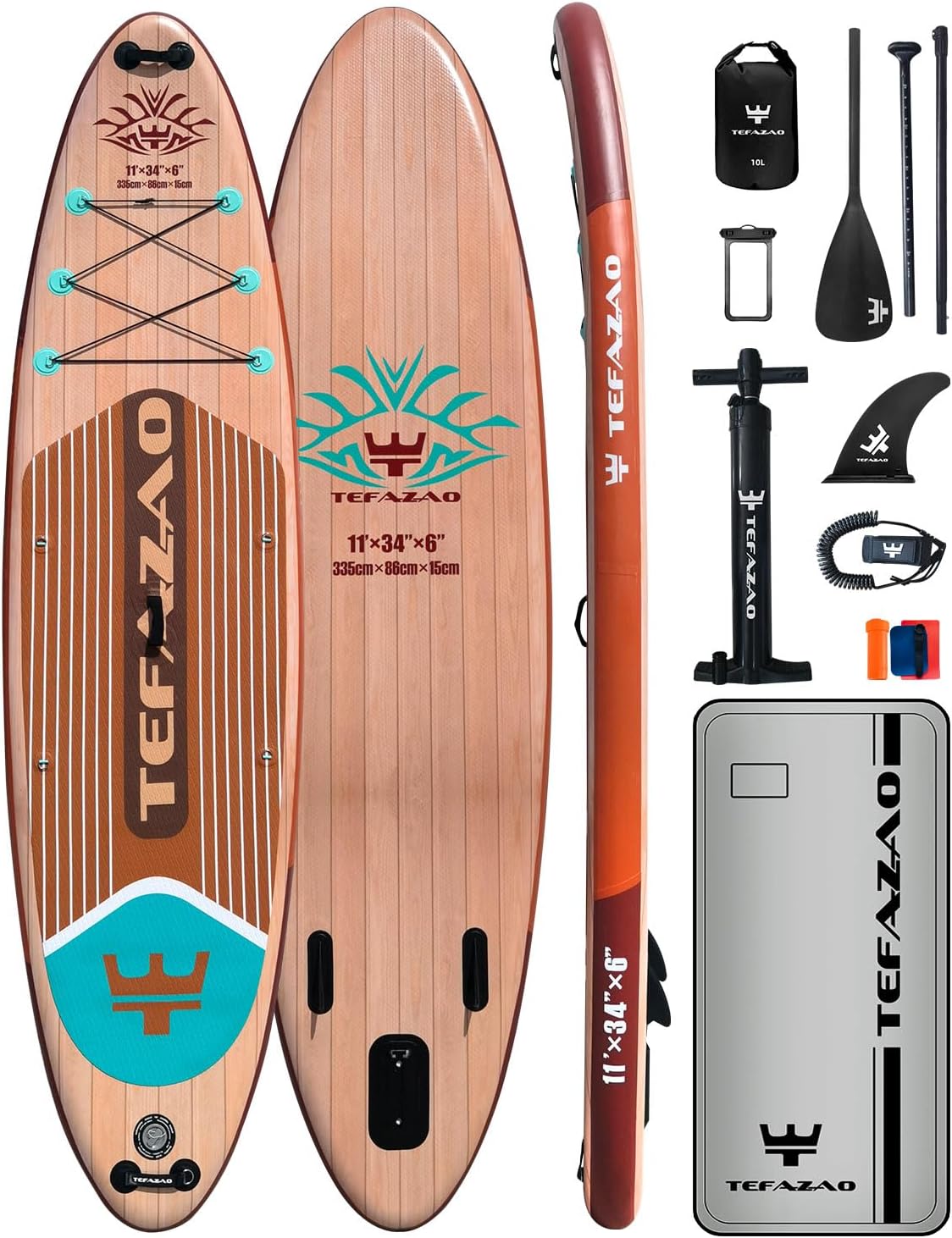 Inflatable Paddle Board, 34” Wide Stand Up Paddle Board for 2 Adults, 400lbs Capacity, SUP with Premium Paddle Board Accessories, Storage Bag, Waterproof Phone Case, Adjustable Paddle Inflatable Paddle Board, 34” Wide Stand Up Paddle Board for 2 Adults, 400lbs Capacity, SUP with Premium Paddle Board Accessories, Storage Bag, Waterproof Phone Case, Adjustable Paddle