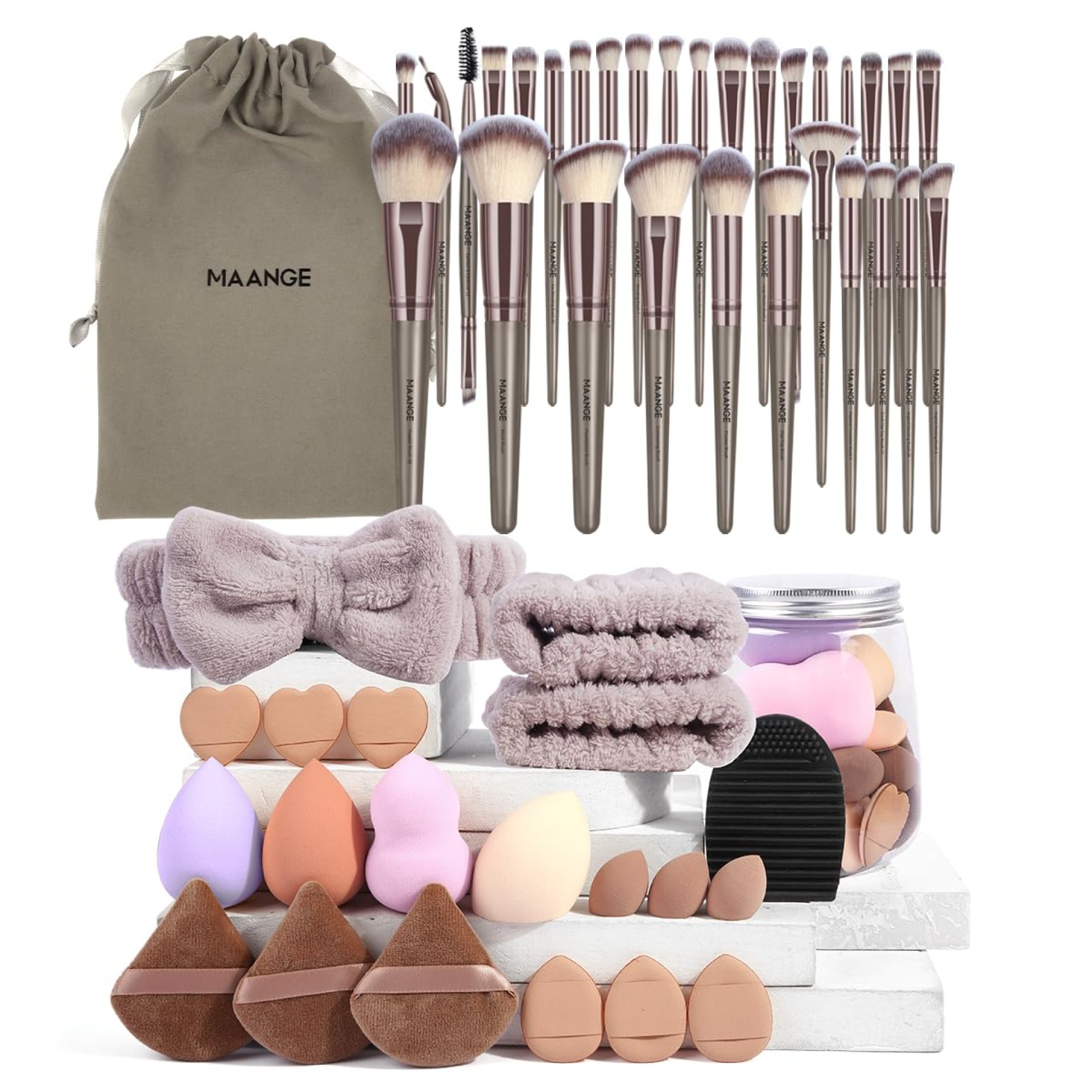 MAANGE Makeup Brushes 51 Pcs Makeup Kit, Multi-functional Makeup Tool Set with Makeup Brush Foundation Brush Make up Brushes Set Bag (Champagne) MAANGE Makeup Brushes 51 Pcs Makeup Kit, Multi-functional Makeup Tool Set with Makeup Brush Foundation Brush Make up Brushes Set Bag (Champagne)