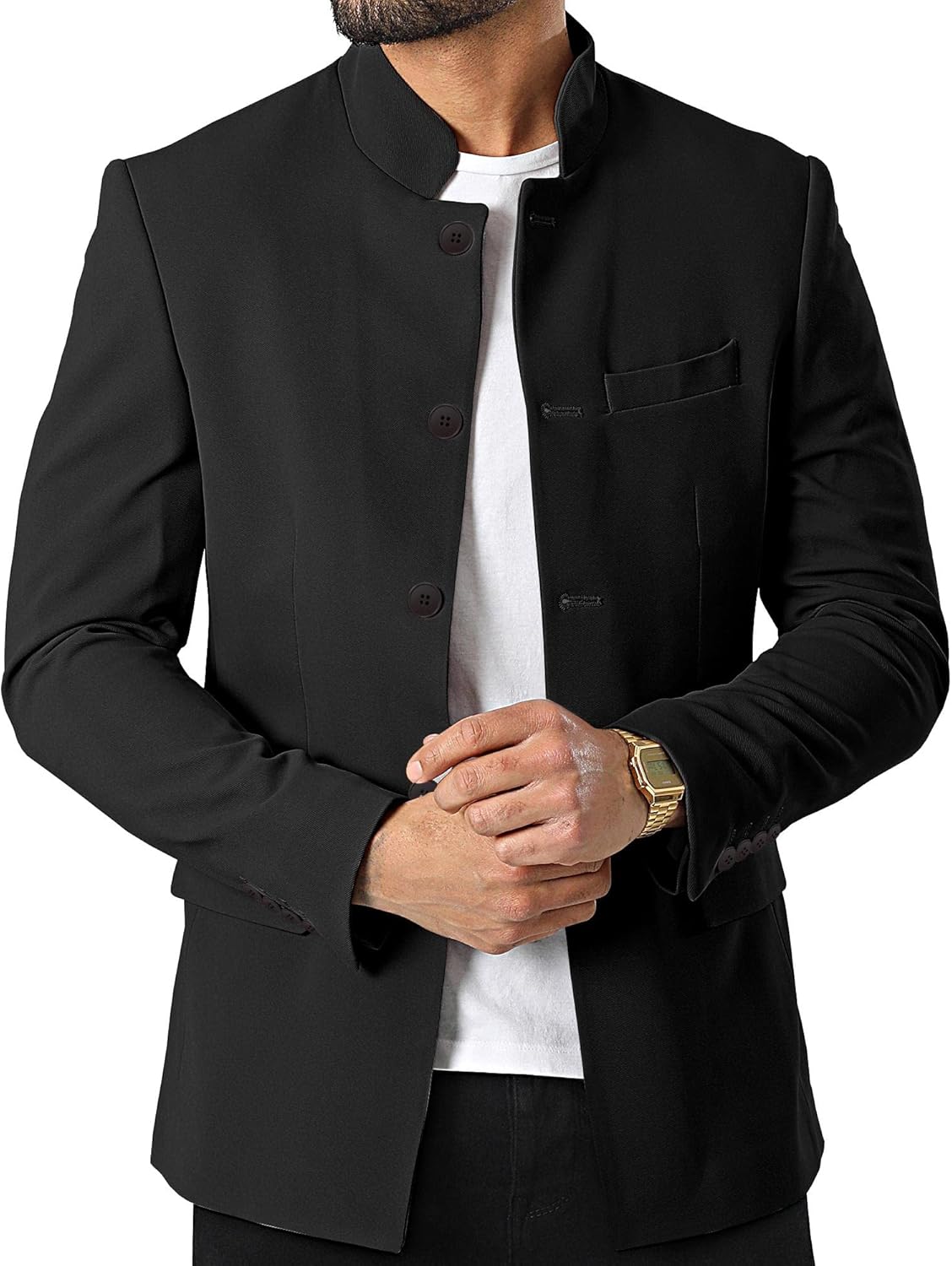 Mens Casual Suit Blazer Jackets Stand Mandarin Collar Lightweight Lined Business Dress Sport Coats Mens Casual Suit Blazer Jackets Stand Mandarin Collar Lightweight Lined Business Dress Sport Coats