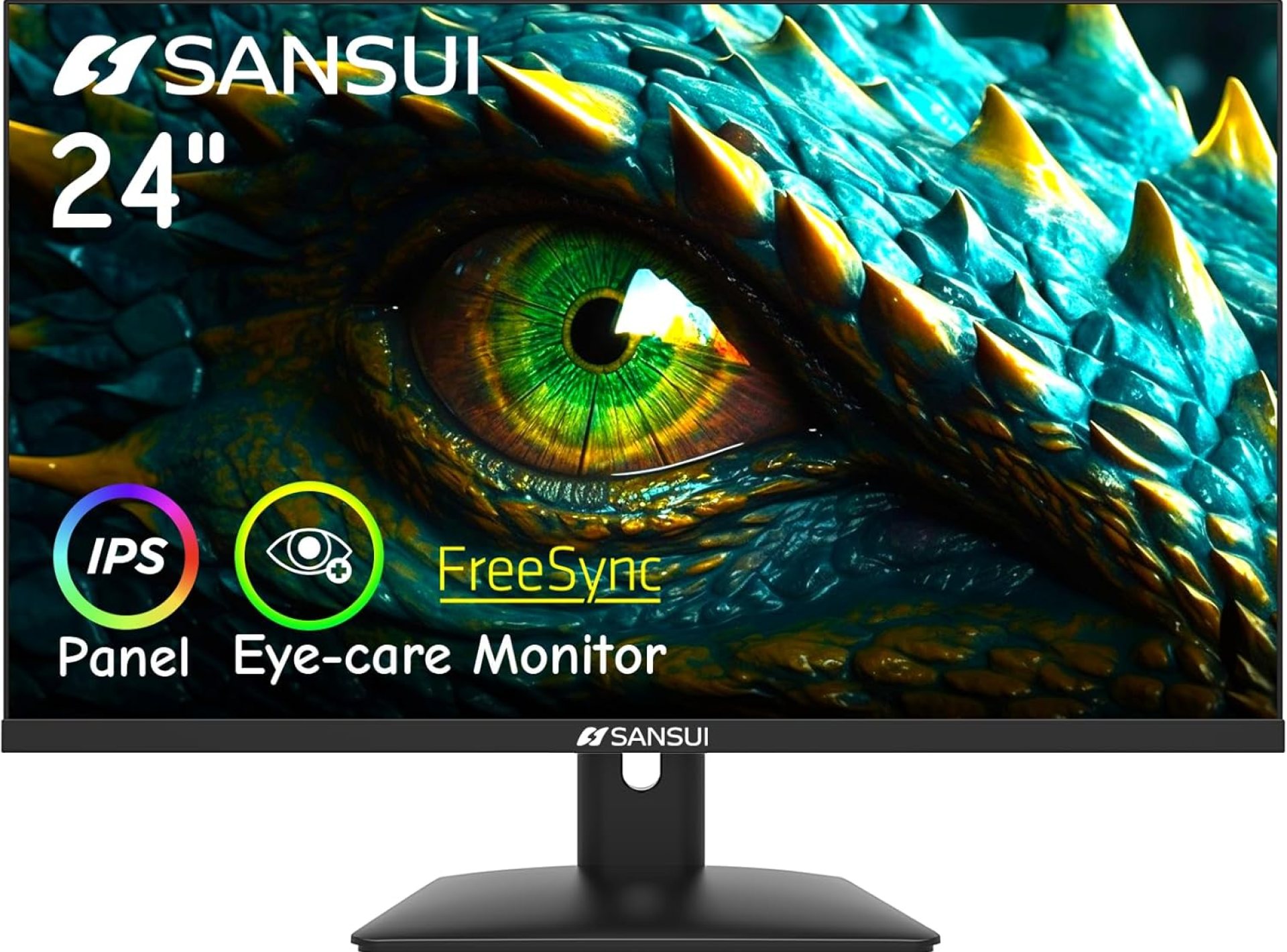 SANSUI Computer Monitor 24 inch IPS Eye Care 1080P Display HDMI,VGA Ports with 178° Viewing Angle/Frame-Less/Tilt/VESA Compatible for Office and Home SANSUI Computer Monitor 24 inch IPS Eye Care 1080P Display HDMI,VGA Ports with 178° Viewing Angle/Frame-Less/Tilt/VESA Compatible for Office and Home
