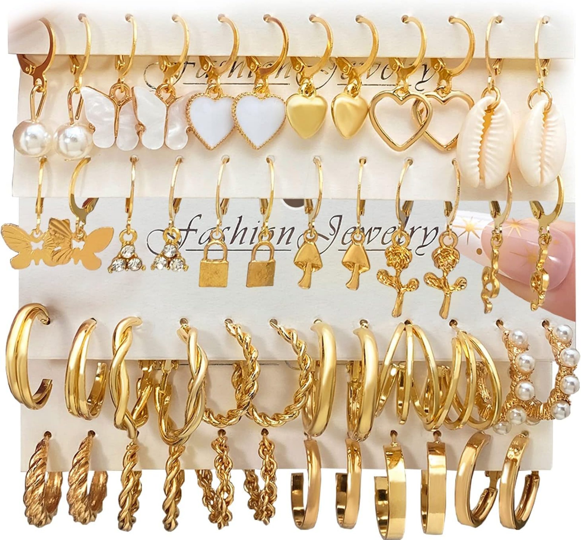 IFKM 24 Pairs Gold Hoop Earrings Set for Women Hypoallergenic Chunky Chain Twisted Open Hoops Dangle Earring Packs for Birthday Party Christmas Fashion Jewelry Gift IFKM 24 Pairs Gold Hoop Earrings Set for Women Hypoallergenic Chunky Chain Twisted Open Hoops Dangle Earring Packs for Birthday Party Christmas Fashion Jewelry Gift