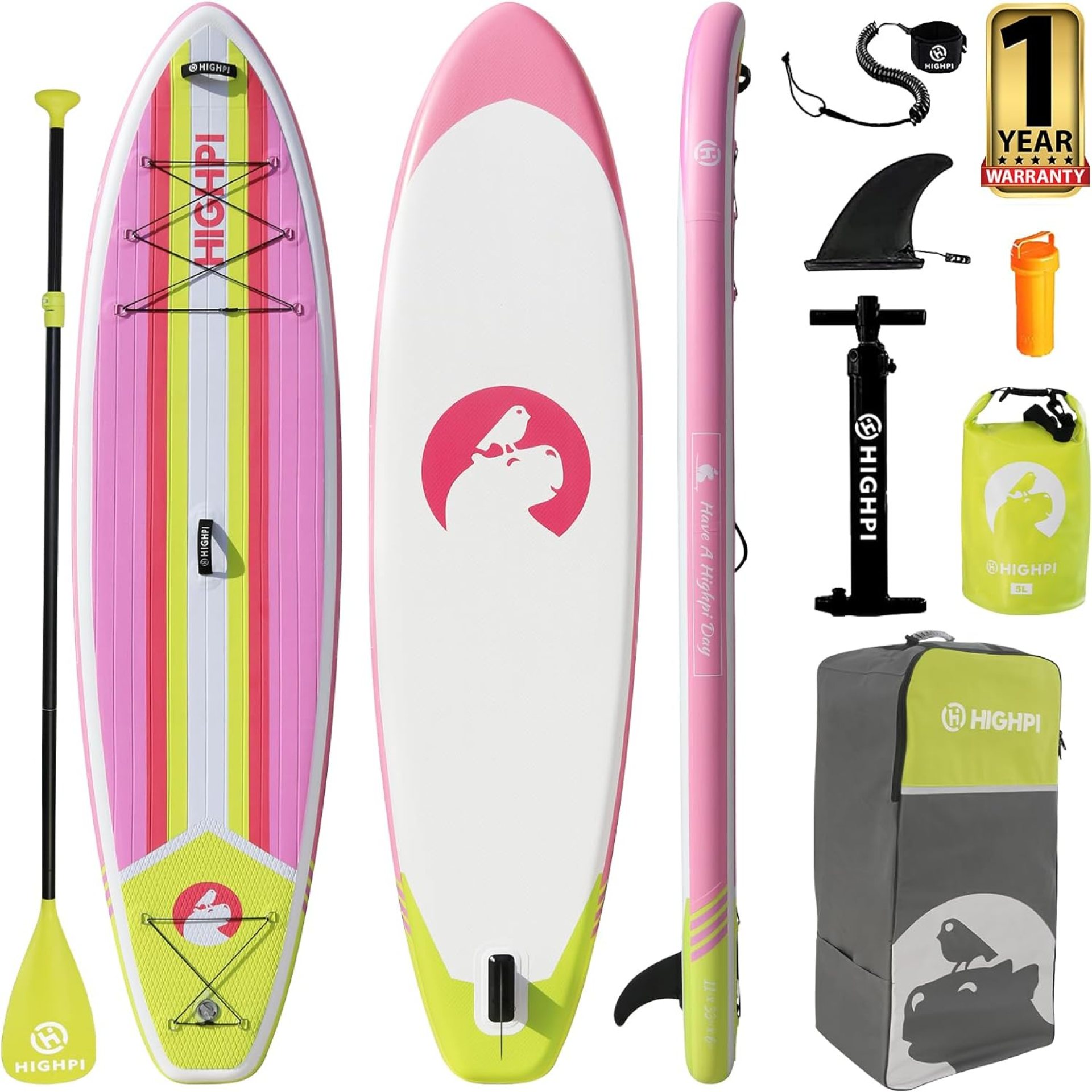 Highpi Inflatable Stand Up Paddle Board 10’6”/11′ Premium SUP W Accessories & Backpack, Wide Stance, Surf Control, Non-Slip Deck, Leash, Paddle and Pump, Standing Boat for Youth & Adult Highpi Inflatable Stand Up Paddle Board 10’6”/11′ Premium SUP W Accessories & Backpack, Wide Stance, Surf Control, Non-Slip Deck, Leash, Paddle and Pump, Standing Boat for Youth & Adult