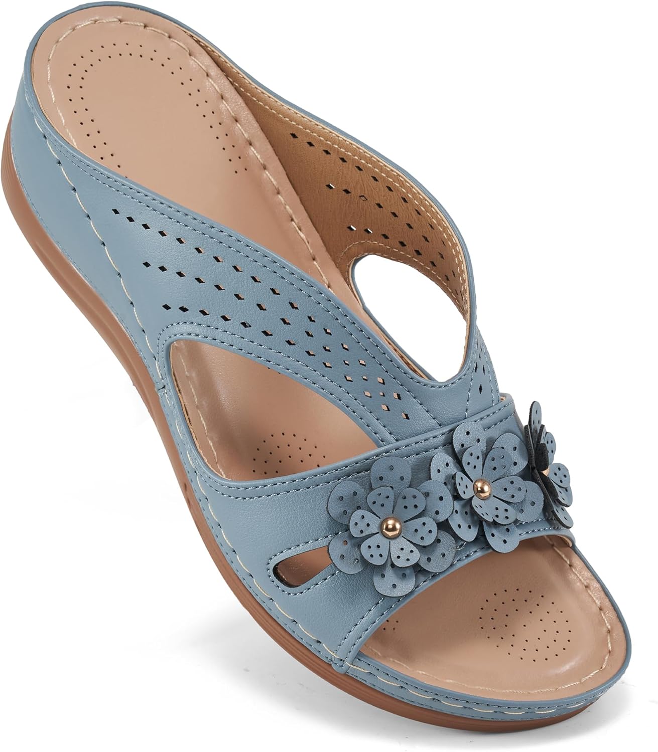 Ecetana Sandals for Women Wedge Shoes: Slip On Dressy Summer Comfortable Slides Sandals Lightweight Memory Foam Platform Shoes Ecetana Sandals for Women Wedge Shoes: Slip On Dressy Summer Comfortable Slides Sandals Lightweight Memory Foam Platform Shoes